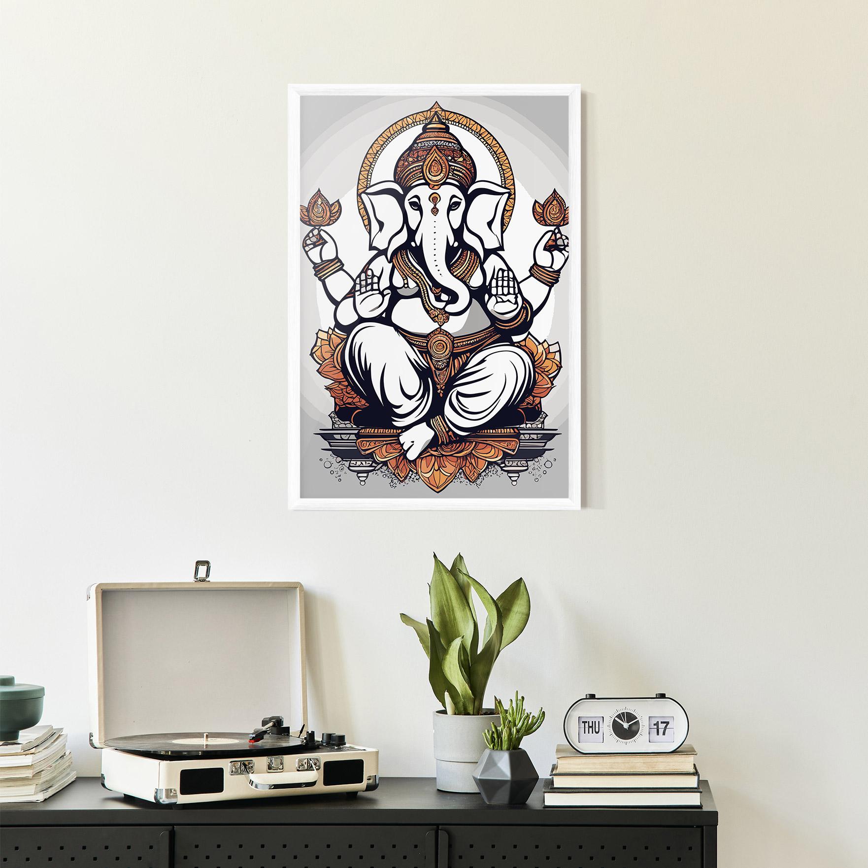 Gerahmte Poster Chaturthi Grey mockup 2