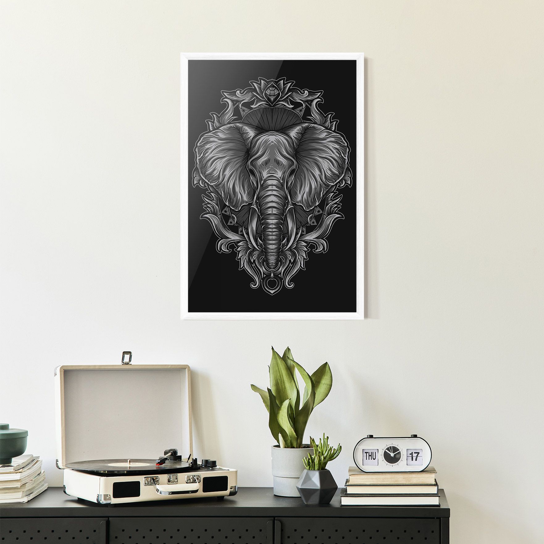 Grey Elephant Head mockup 2