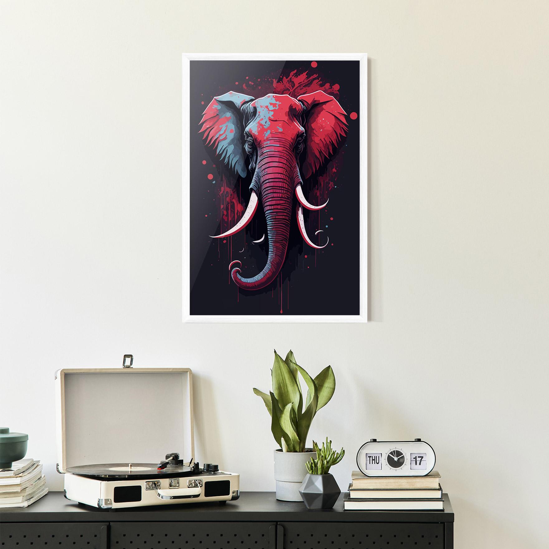 Gerahmte Poster Red Blue Elephant mockup 2
