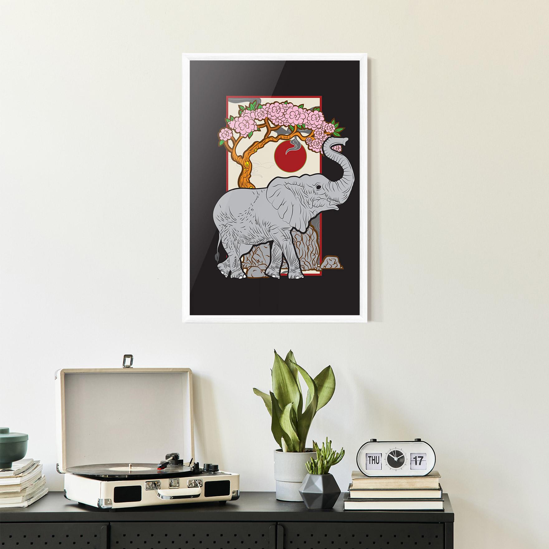 Gerahmte Poster Three Elephant mockup 2