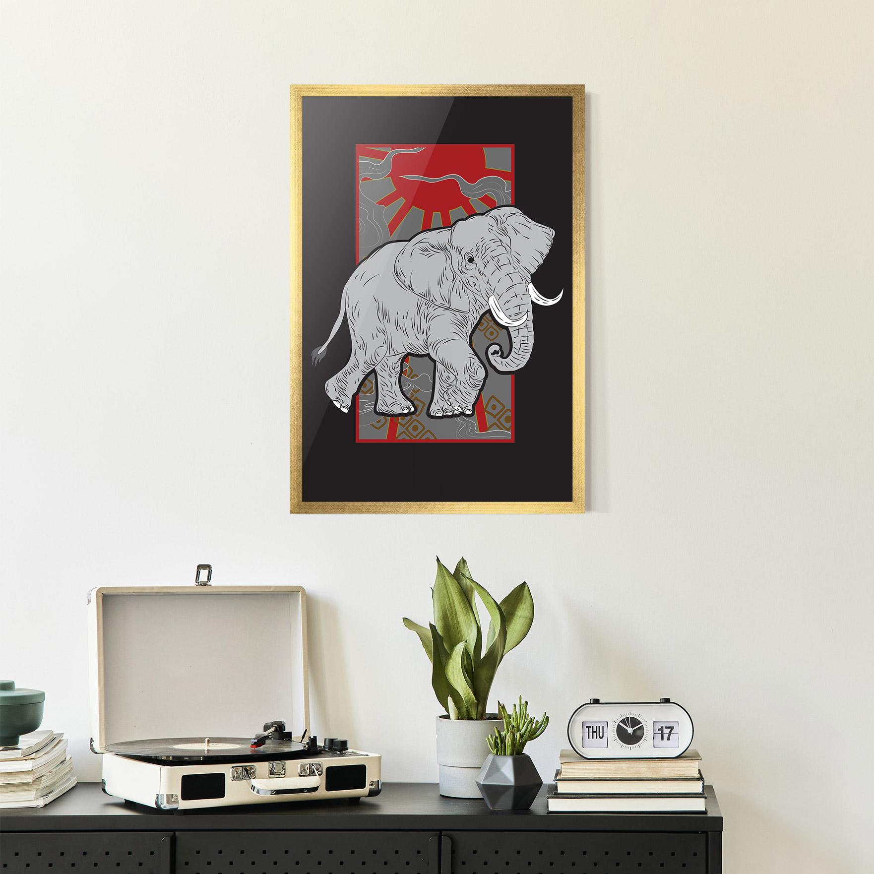 Gerahmte Poster Asian Elephant mockup 2