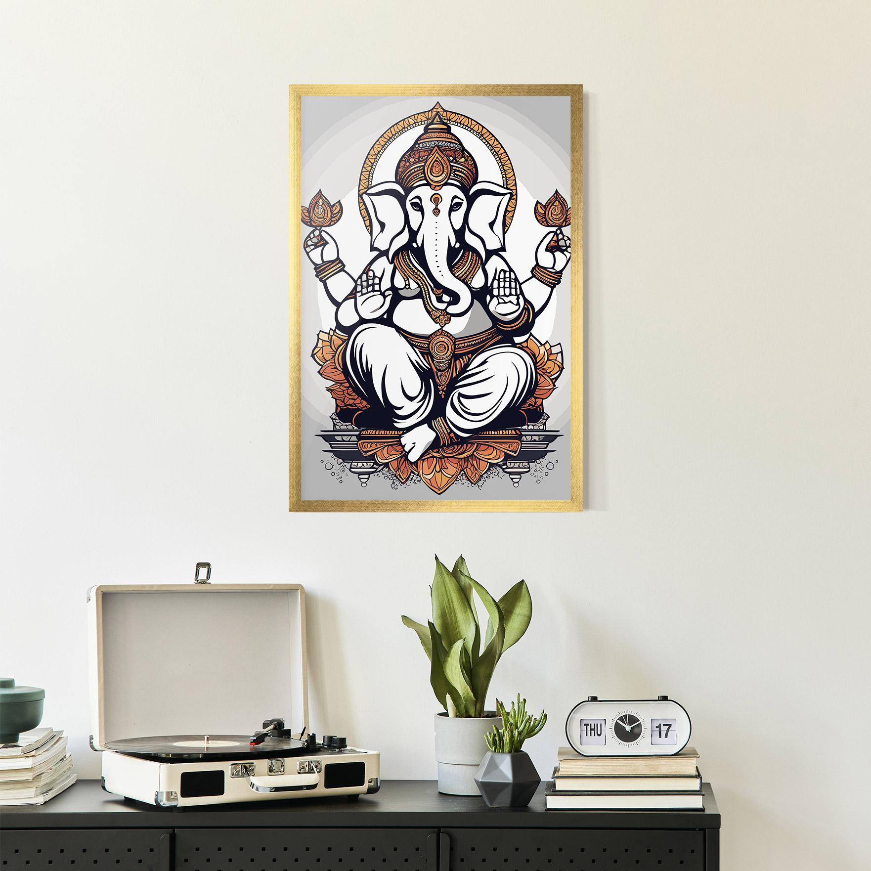 Gerahmte Poster Chaturthi Grey mockup 2
