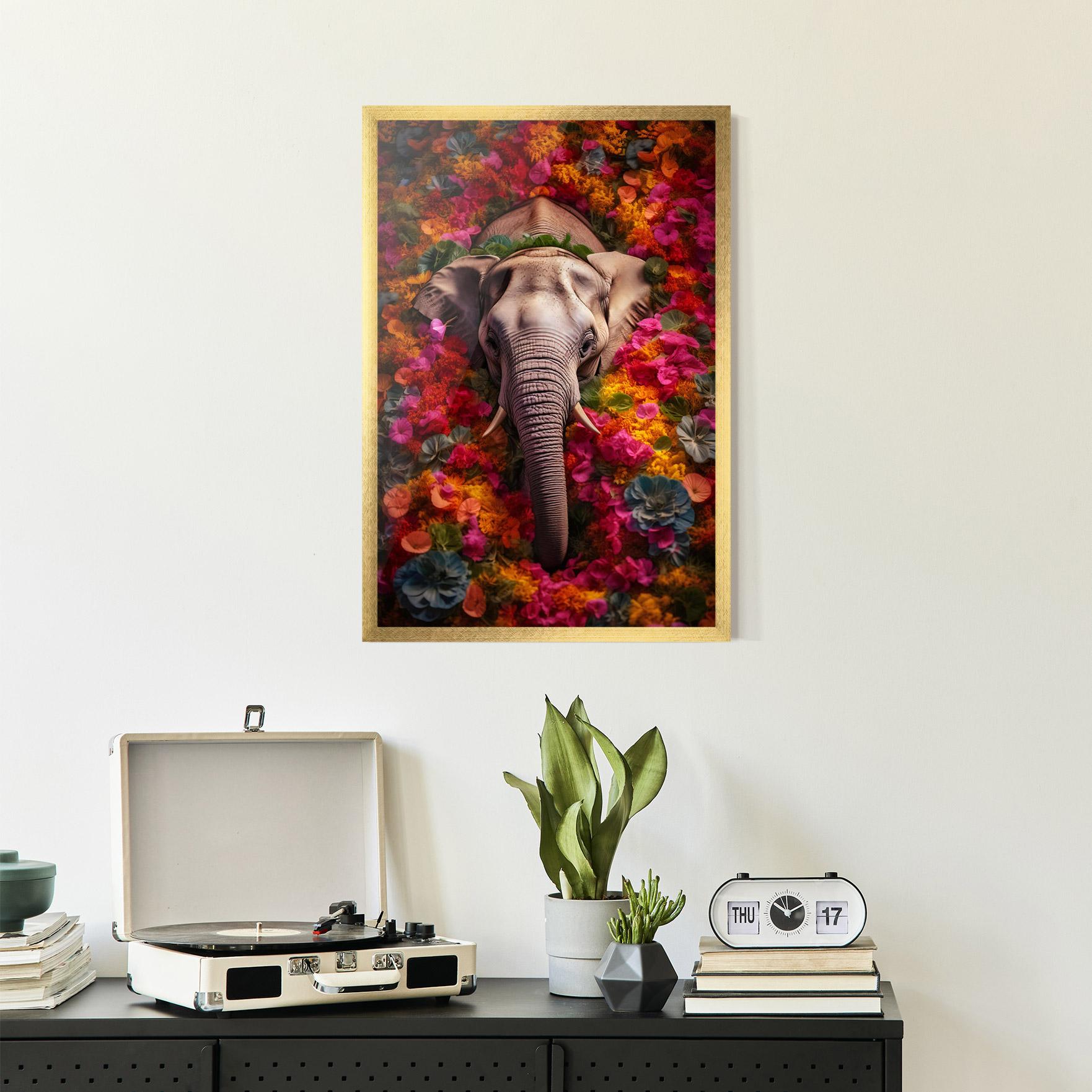 Gerahmte Poster Flower Elephant mockup 2