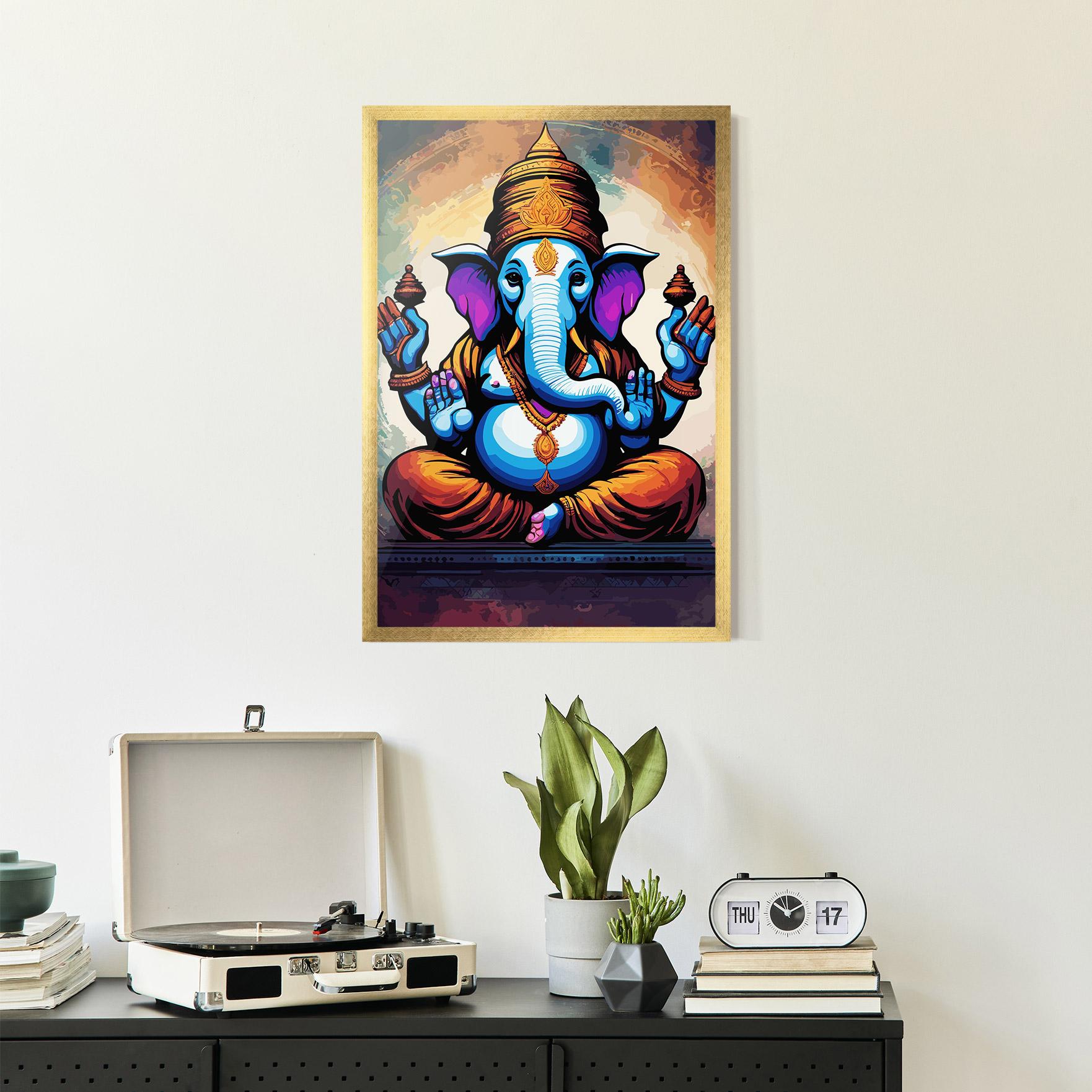 Gerahmte Poster Ganesh Colorful mockup 2