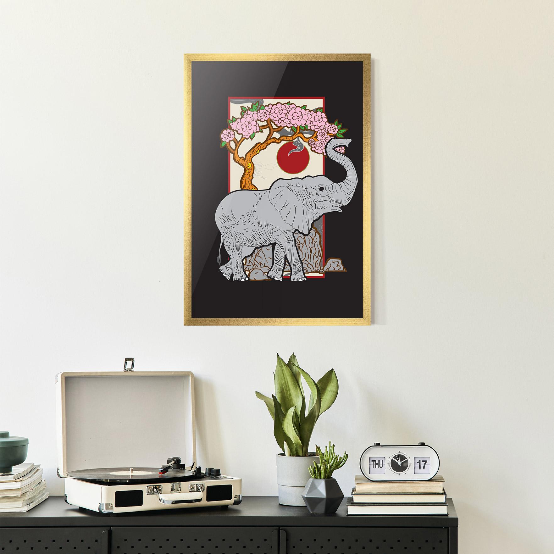 Gerahmte Poster Three Elephant mockup 2
