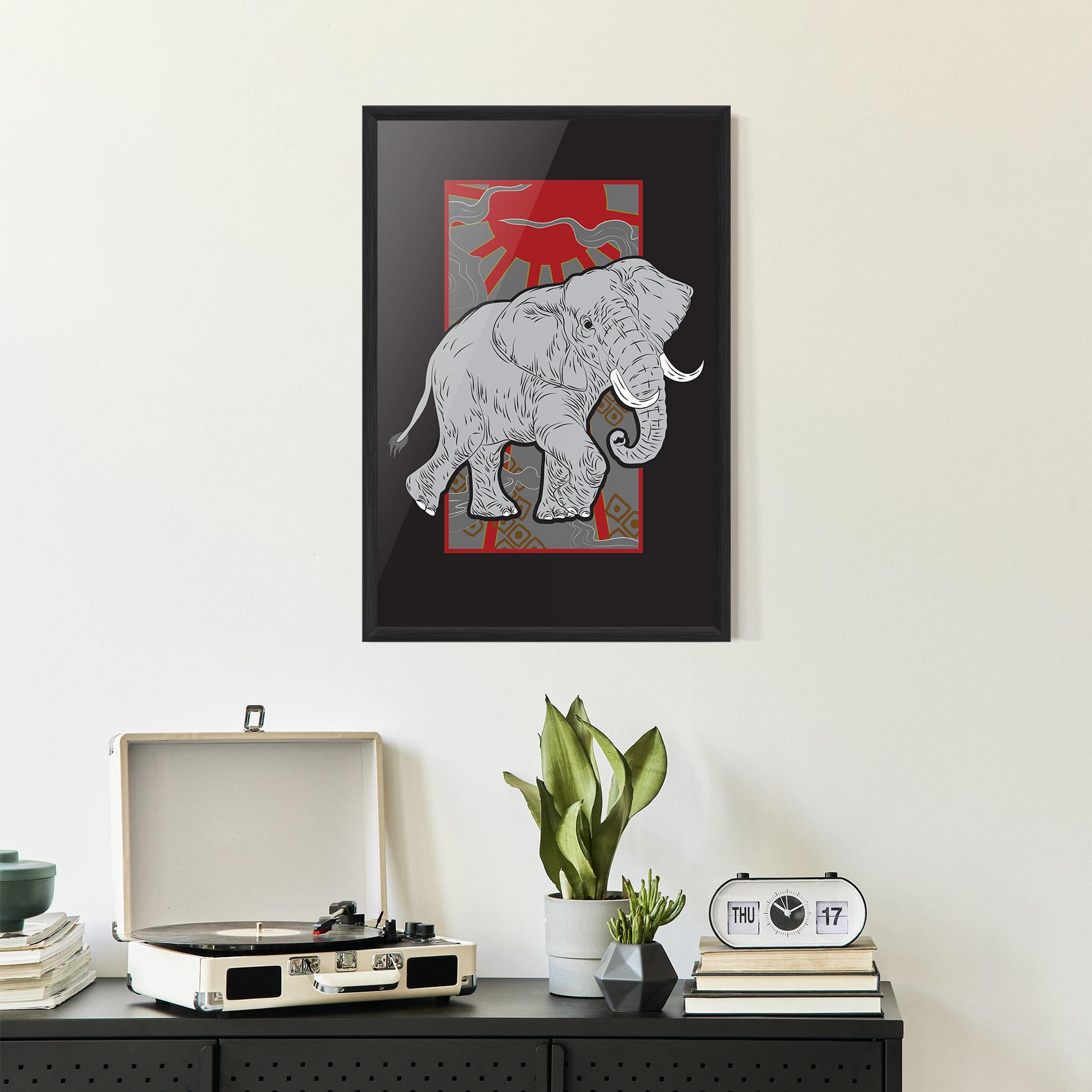 Gerahmte Poster Asian Elephant mockup 2