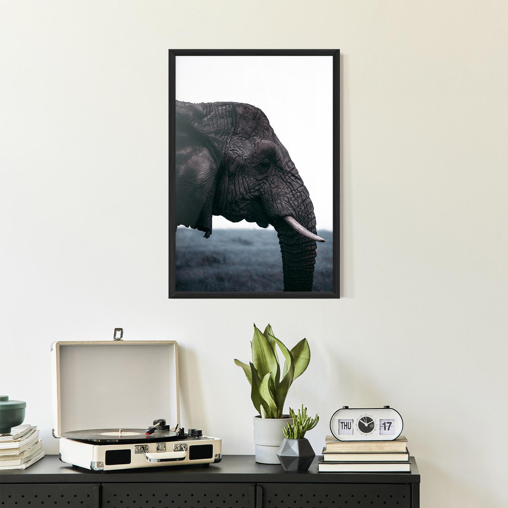 Gerahmte Poster Close Grey Eelephant mockup 2