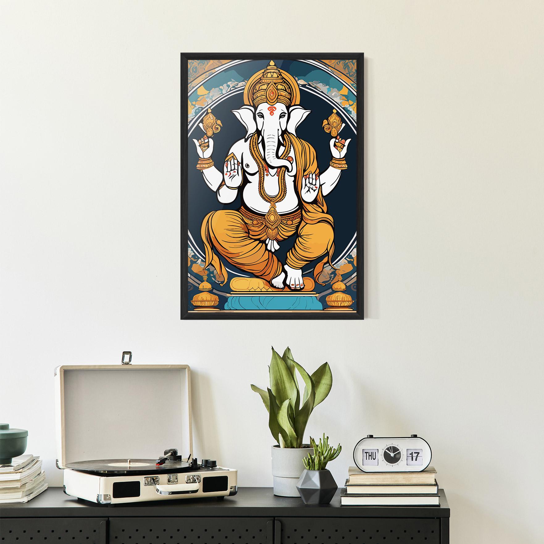 Gerahmte Poster Gold Ganpati mockup 2