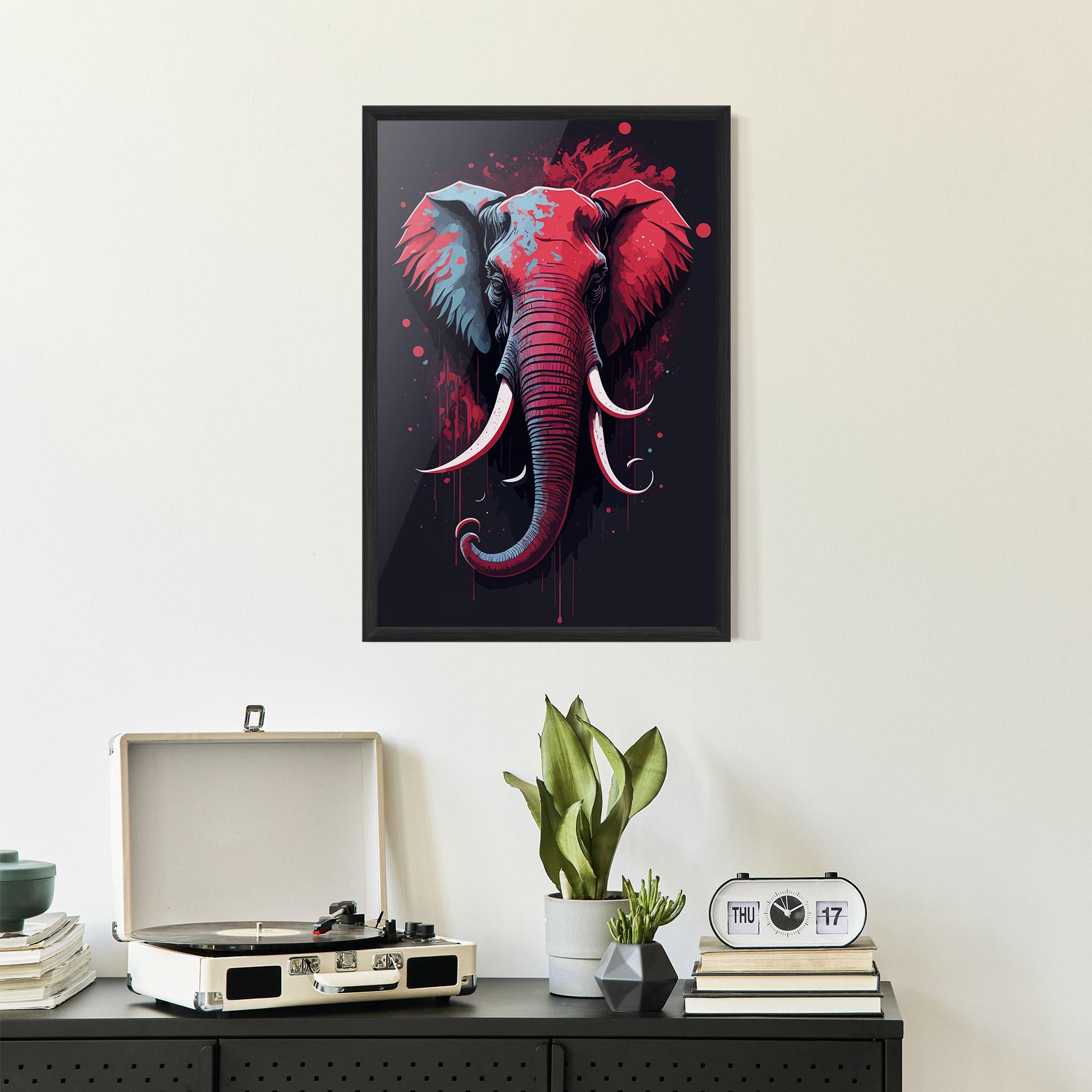 Gerahmte Poster Red Blue Elephant mockup 2