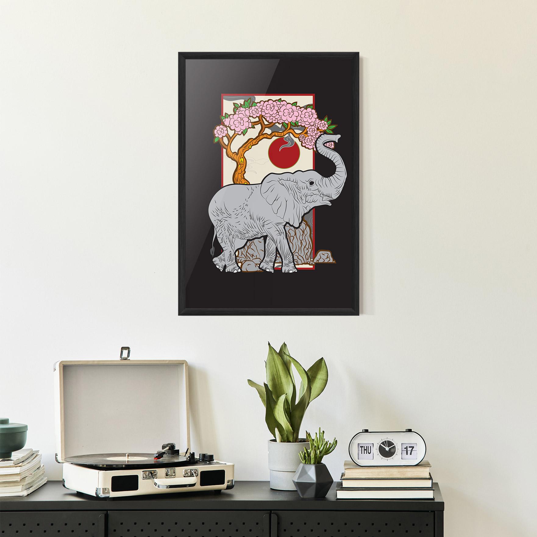Gerahmte Poster Three Elephant mockup 2