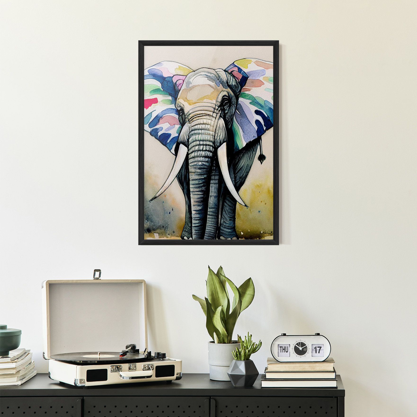Watercolor Elephant Art mockup 2