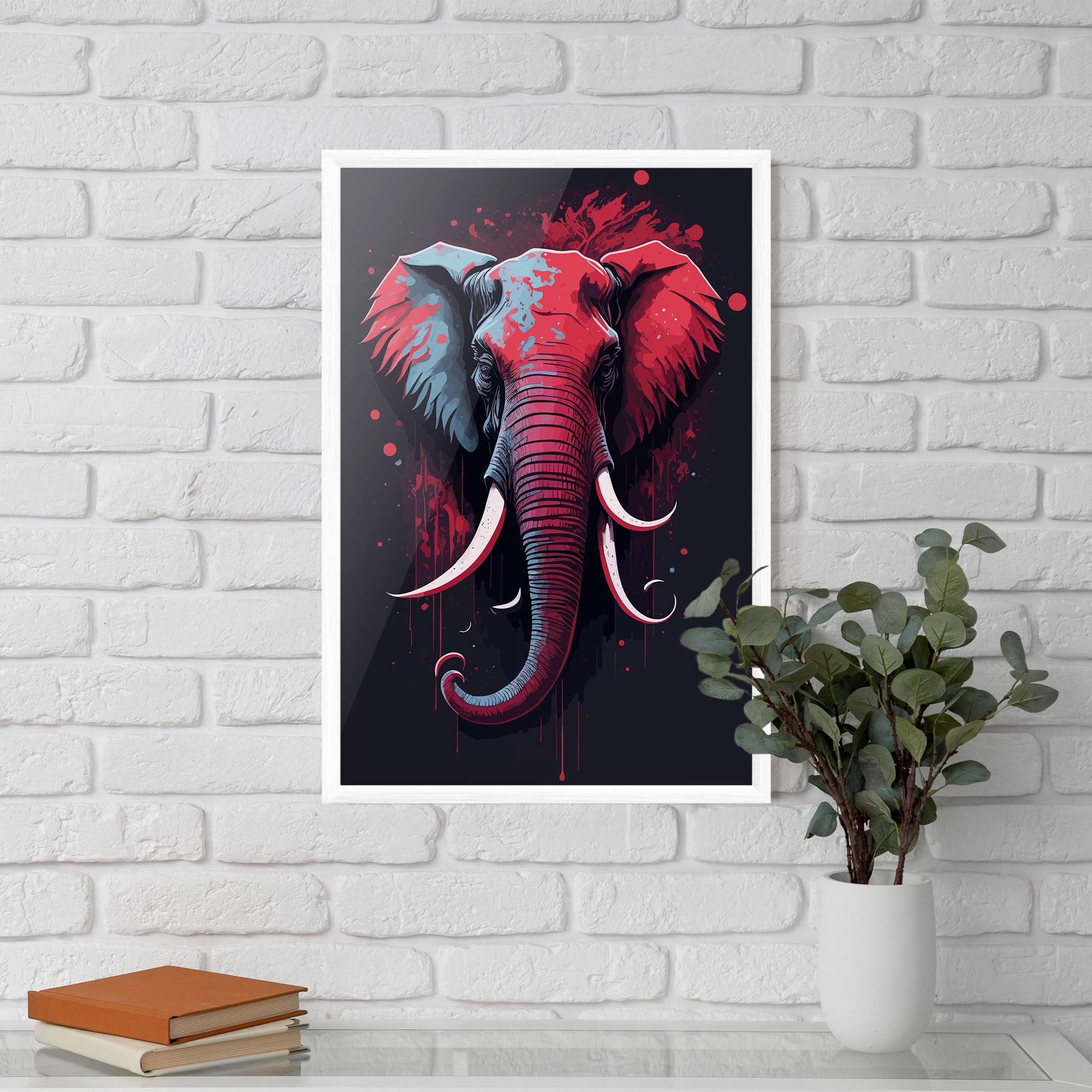 Gerahmte Poster Red Blue Elephant mockup 5