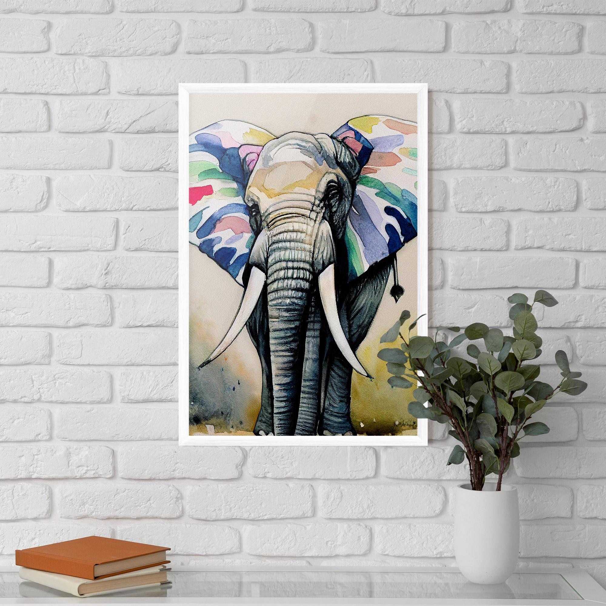 Gerahmte Poster Watercolor Elephant Art mockup 5
