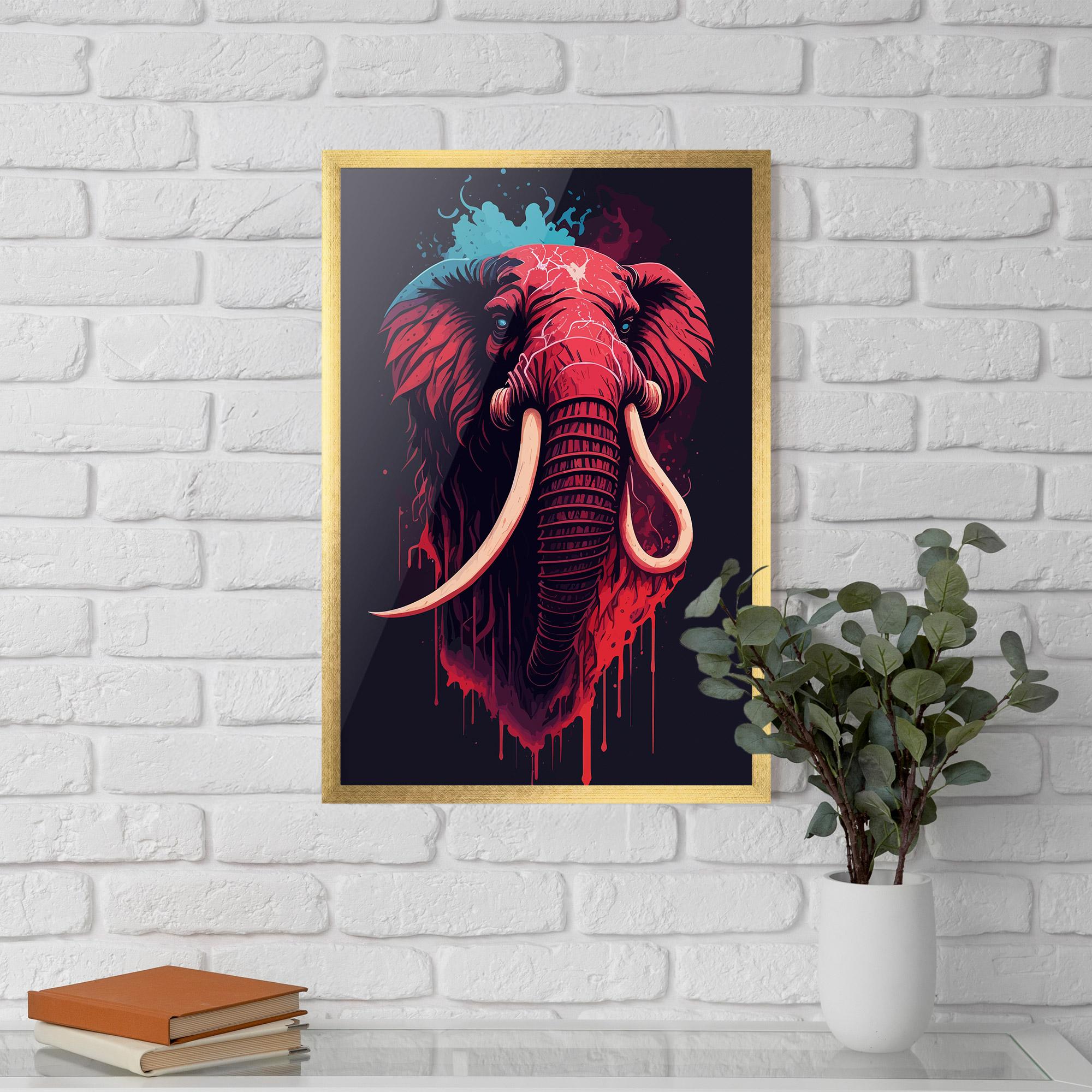 Gerahmte Poster Blue Red Elephant mockup 5