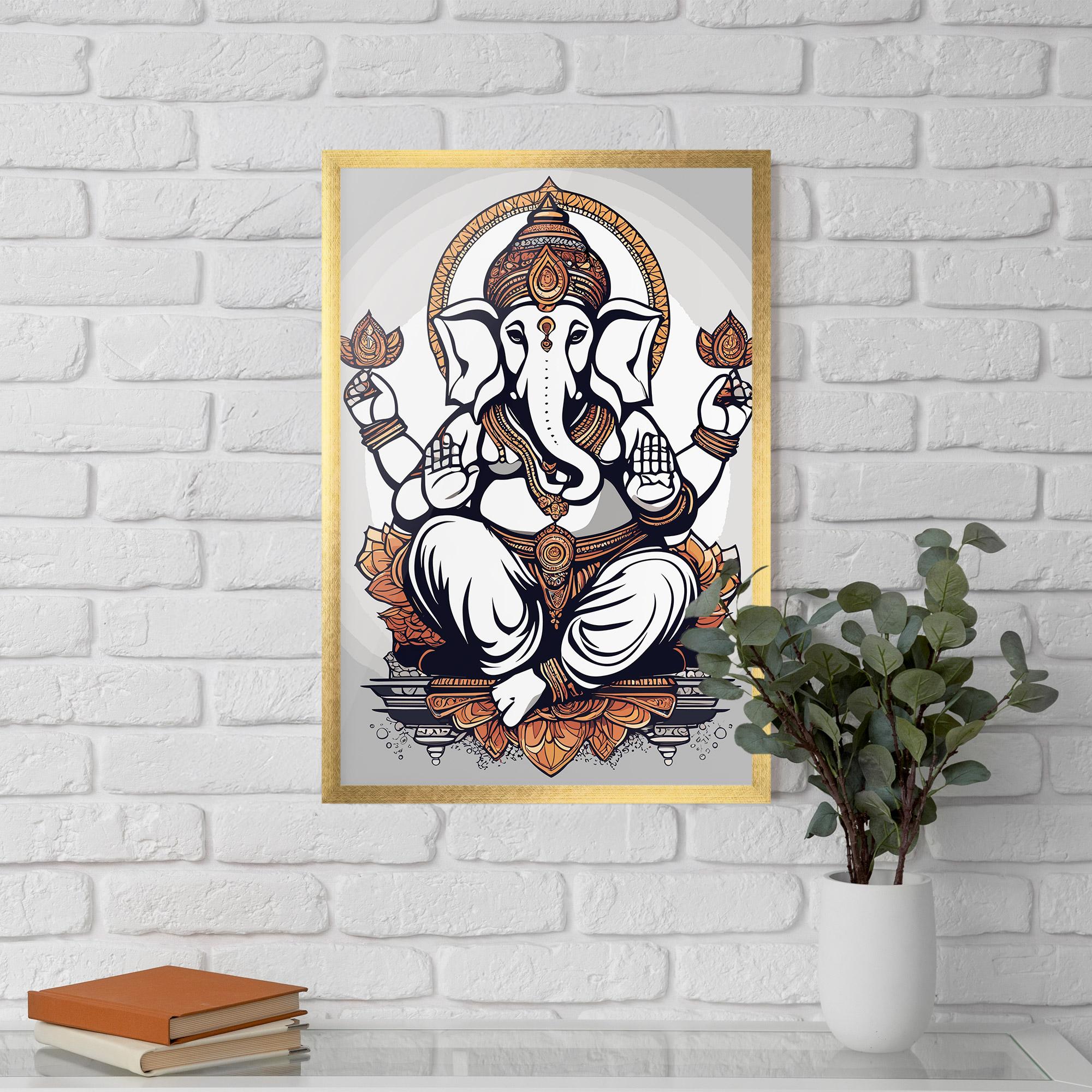 Gerahmte Poster Chaturthi Grey mockup 5