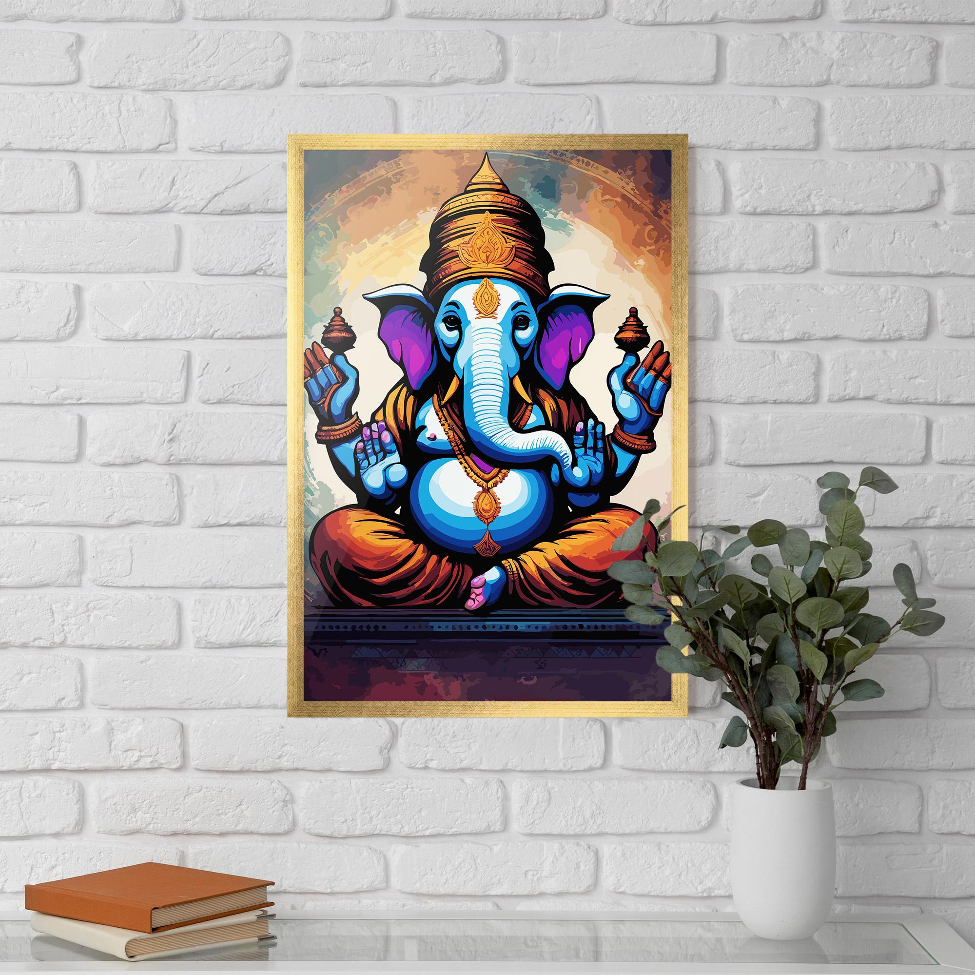 Gerahmte Poster Ganesh Colorful mockup 5