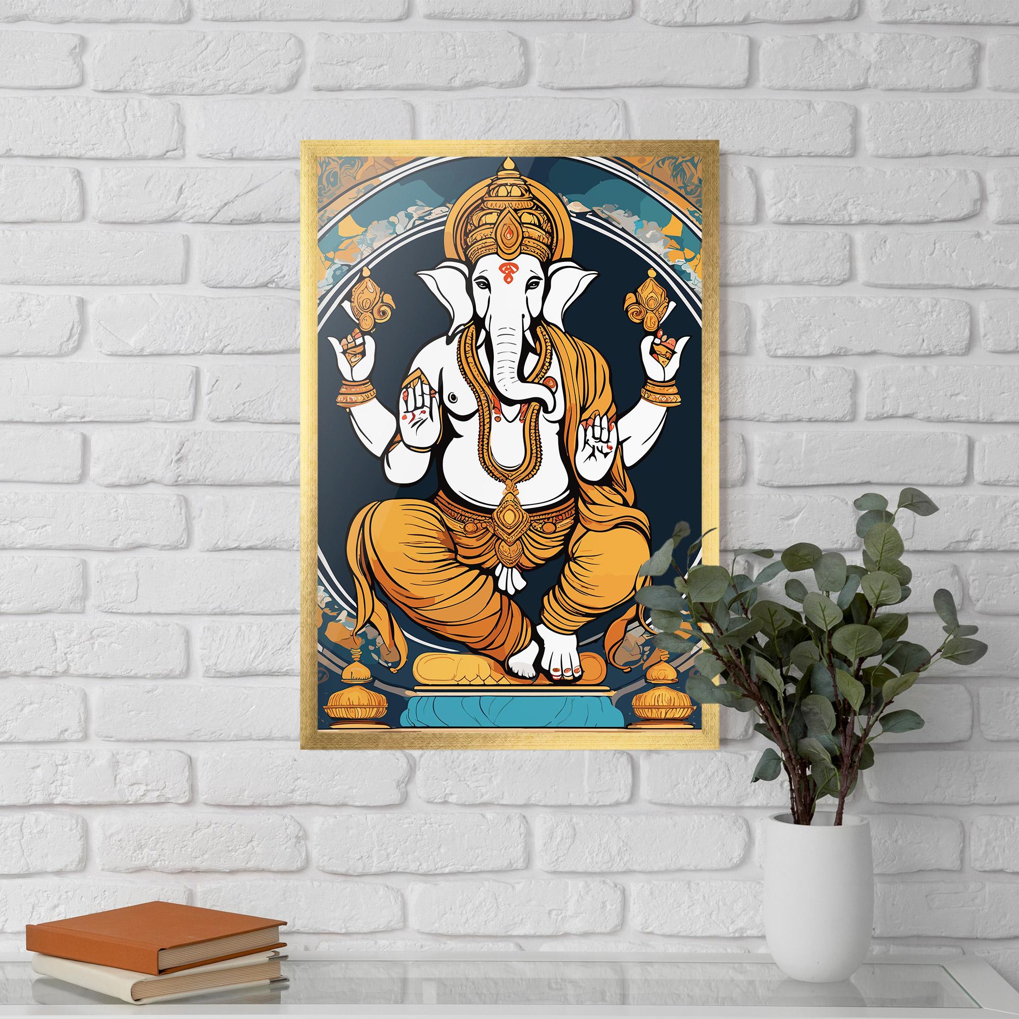 Gerahmte Poster Gold Ganpati mockup 5