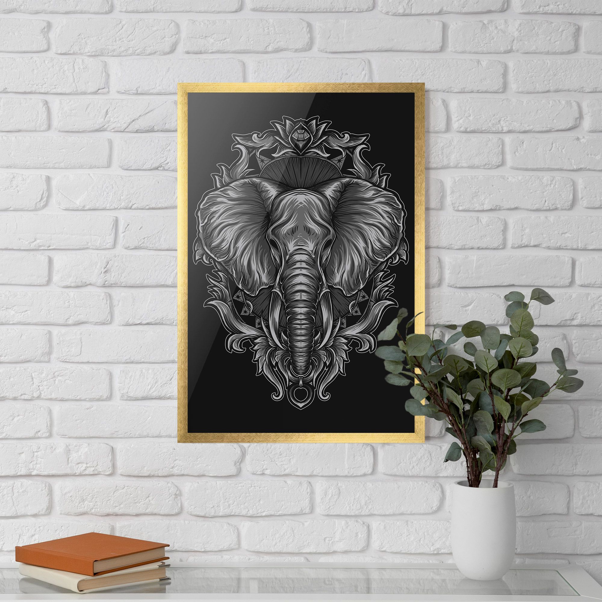 Grey Elephant Head mockup 5