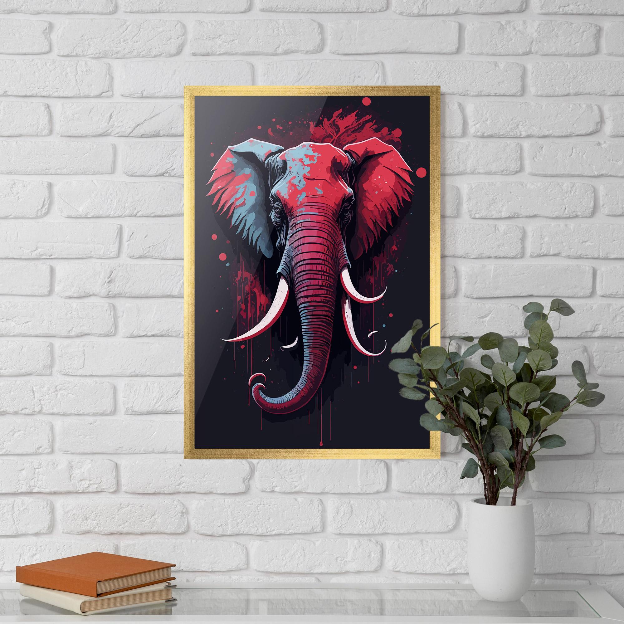 Gerahmte Poster Red Blue Elephant mockup 5