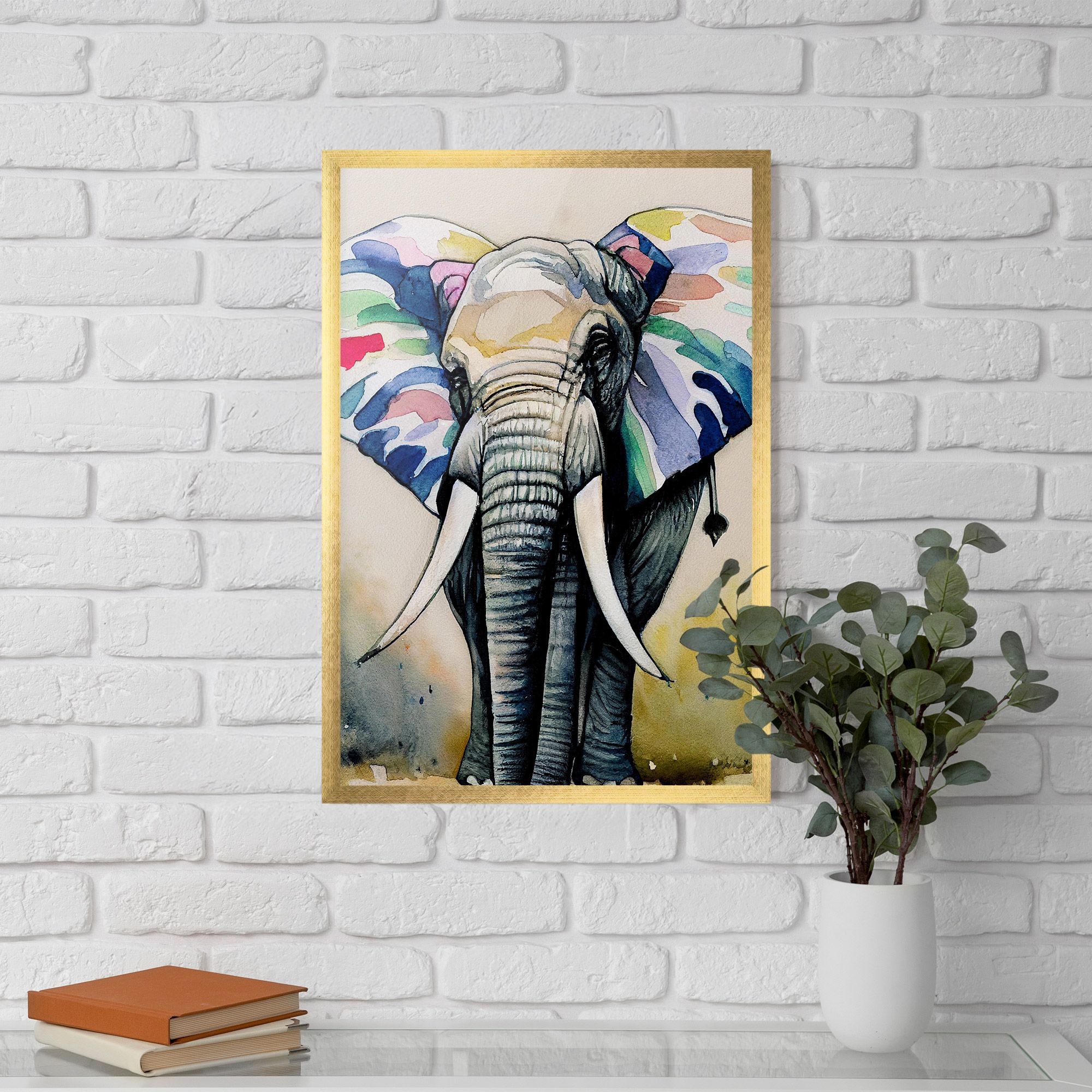 Watercolor Elephant Art mockup 5