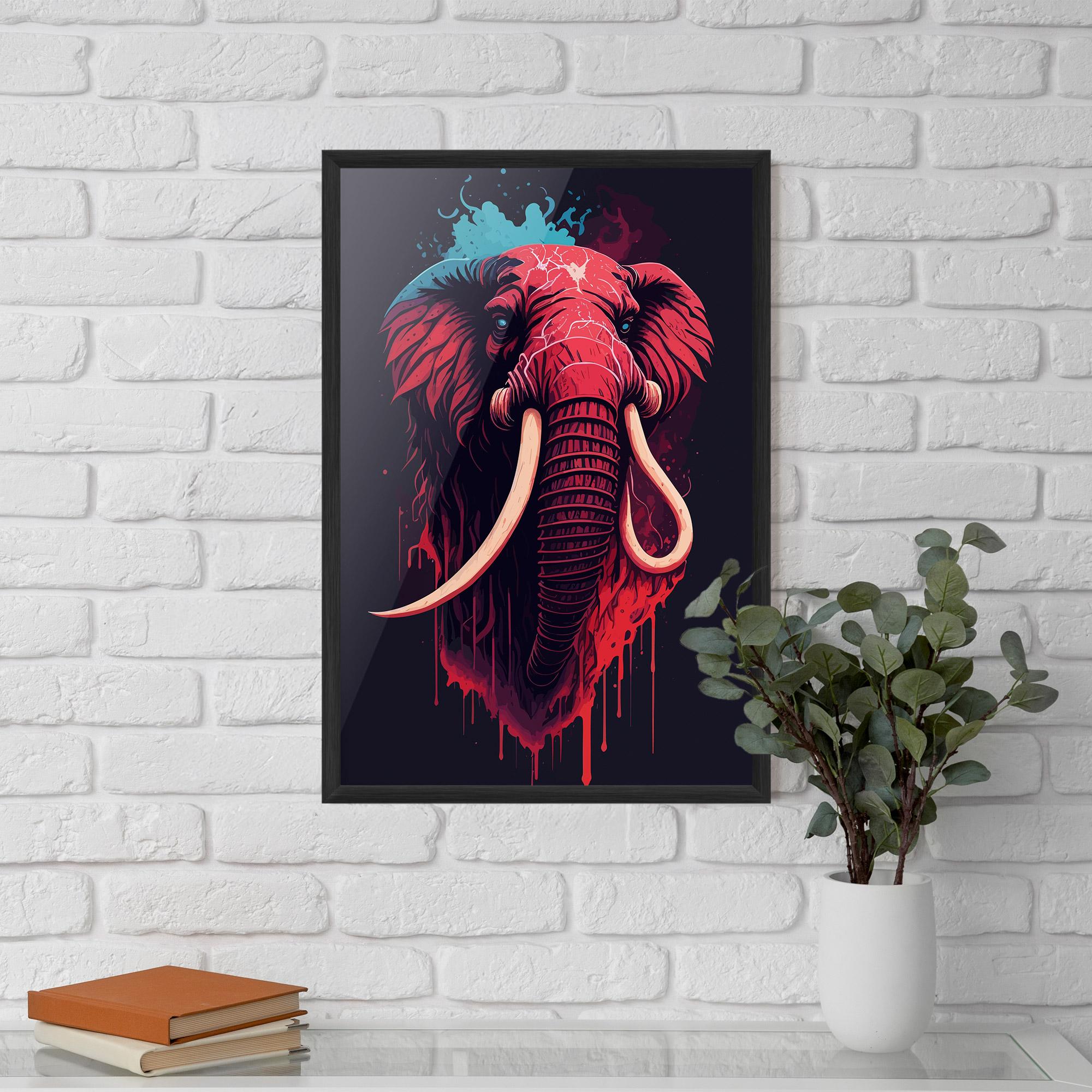 Gerahmte Poster Blue Red Elephant mockup 5