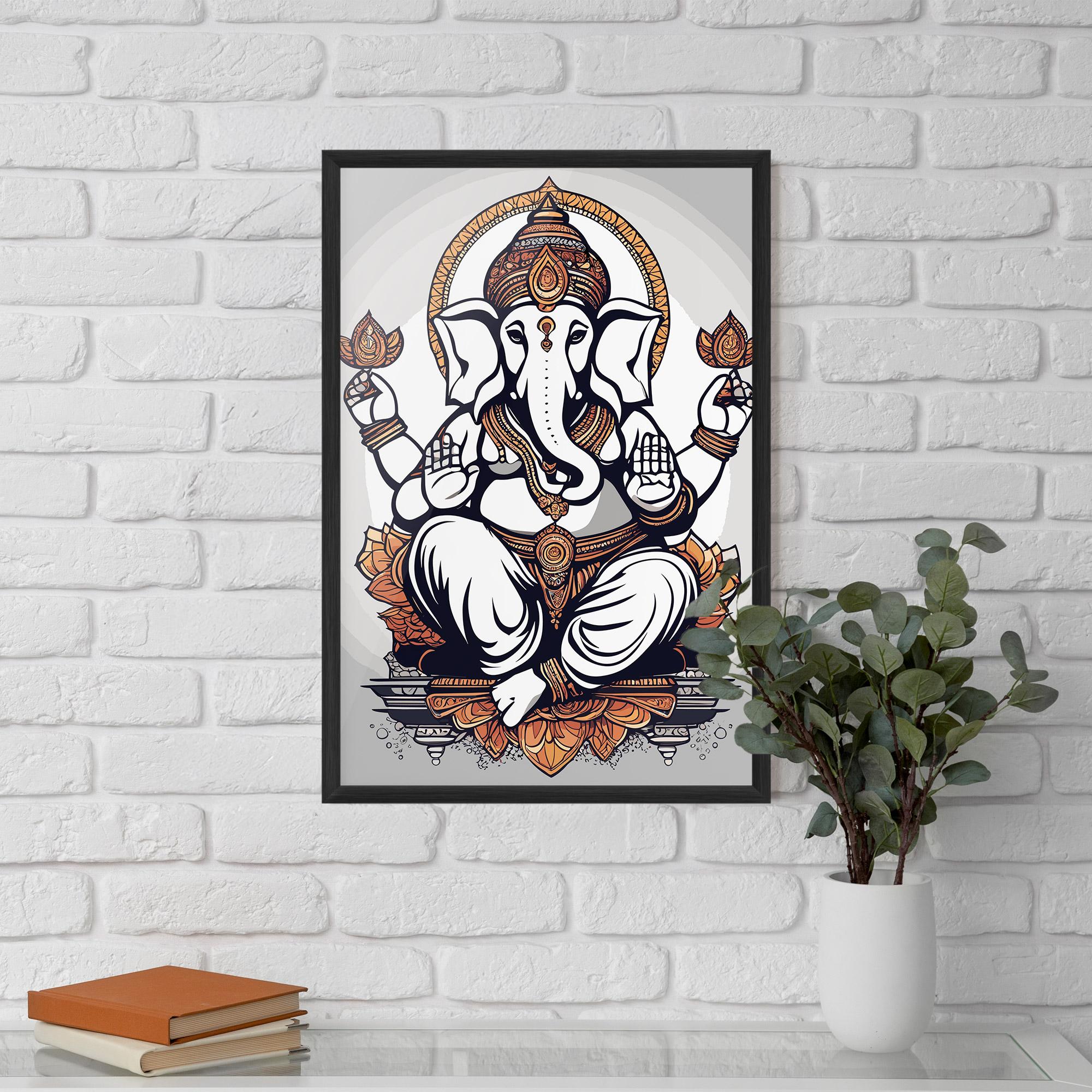 Gerahmte Poster Chaturthi Grey mockup 5