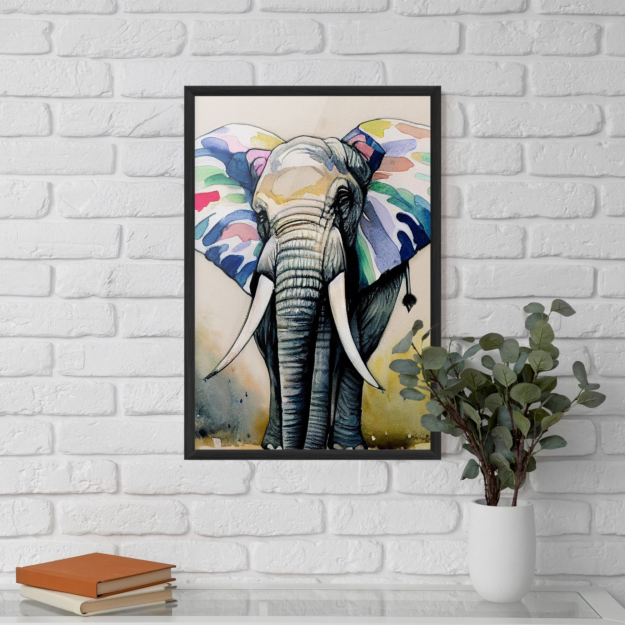 Watercolor Elephant Art mockup 5