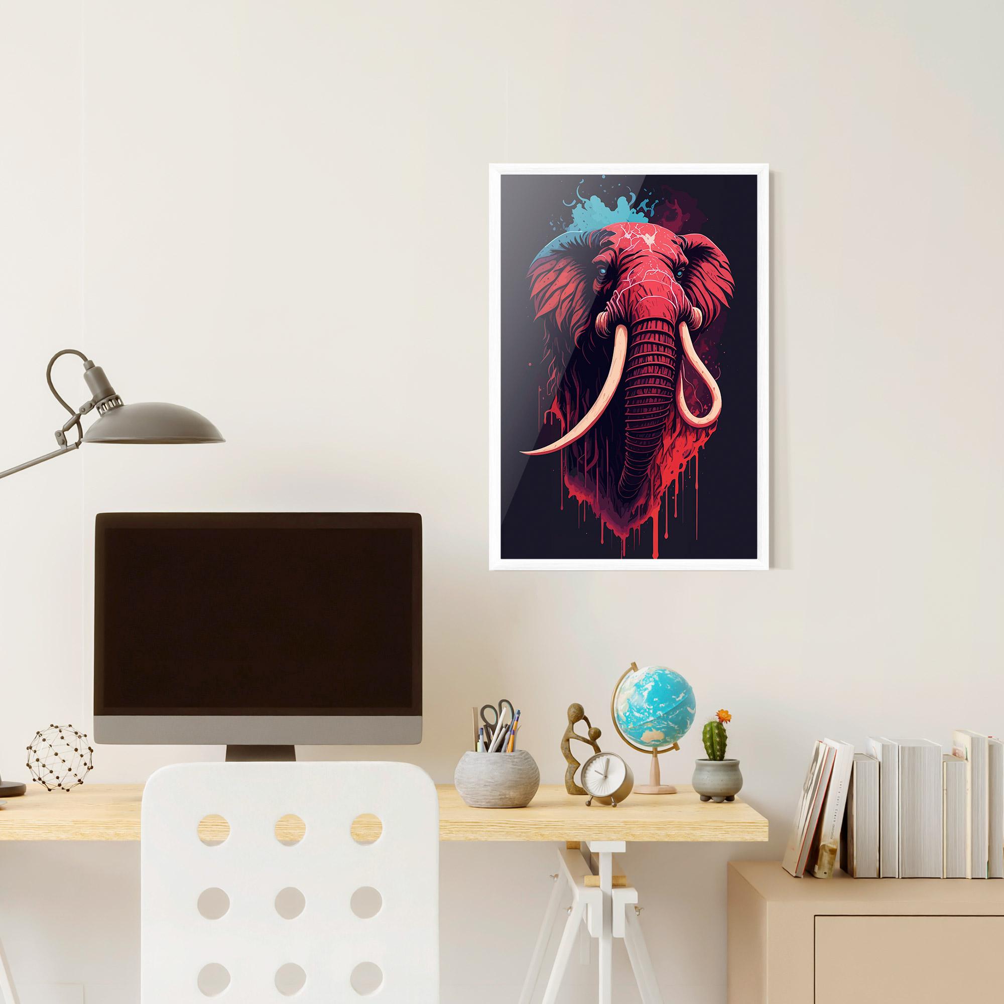 Gerahmte Poster Blue Red Elephant mockup 6