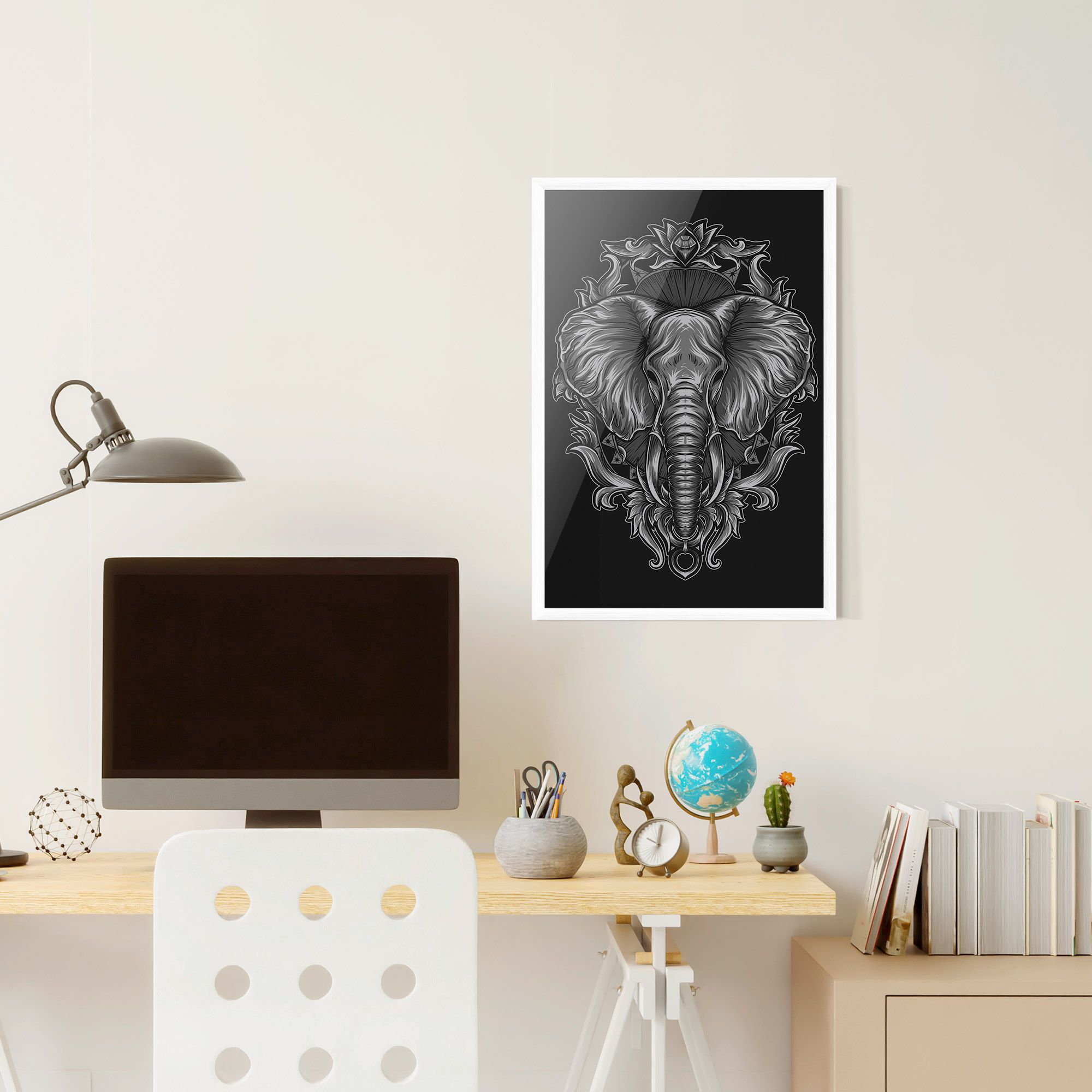 Grey Elephant Head mockup 6