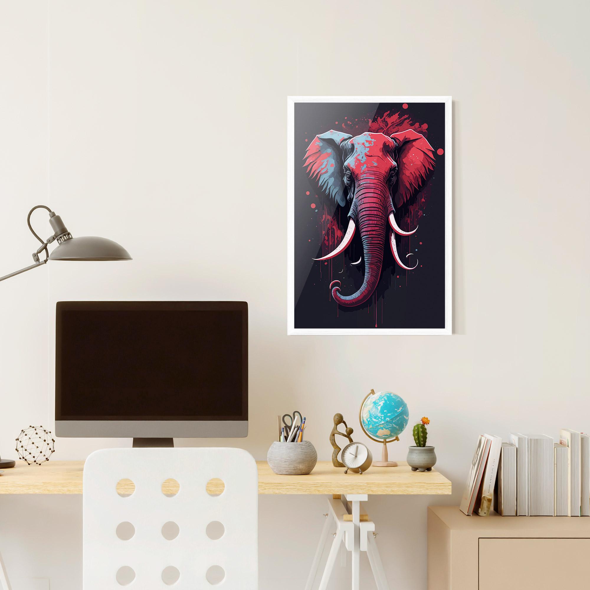 Gerahmte Poster Red Blue Elephant mockup 6