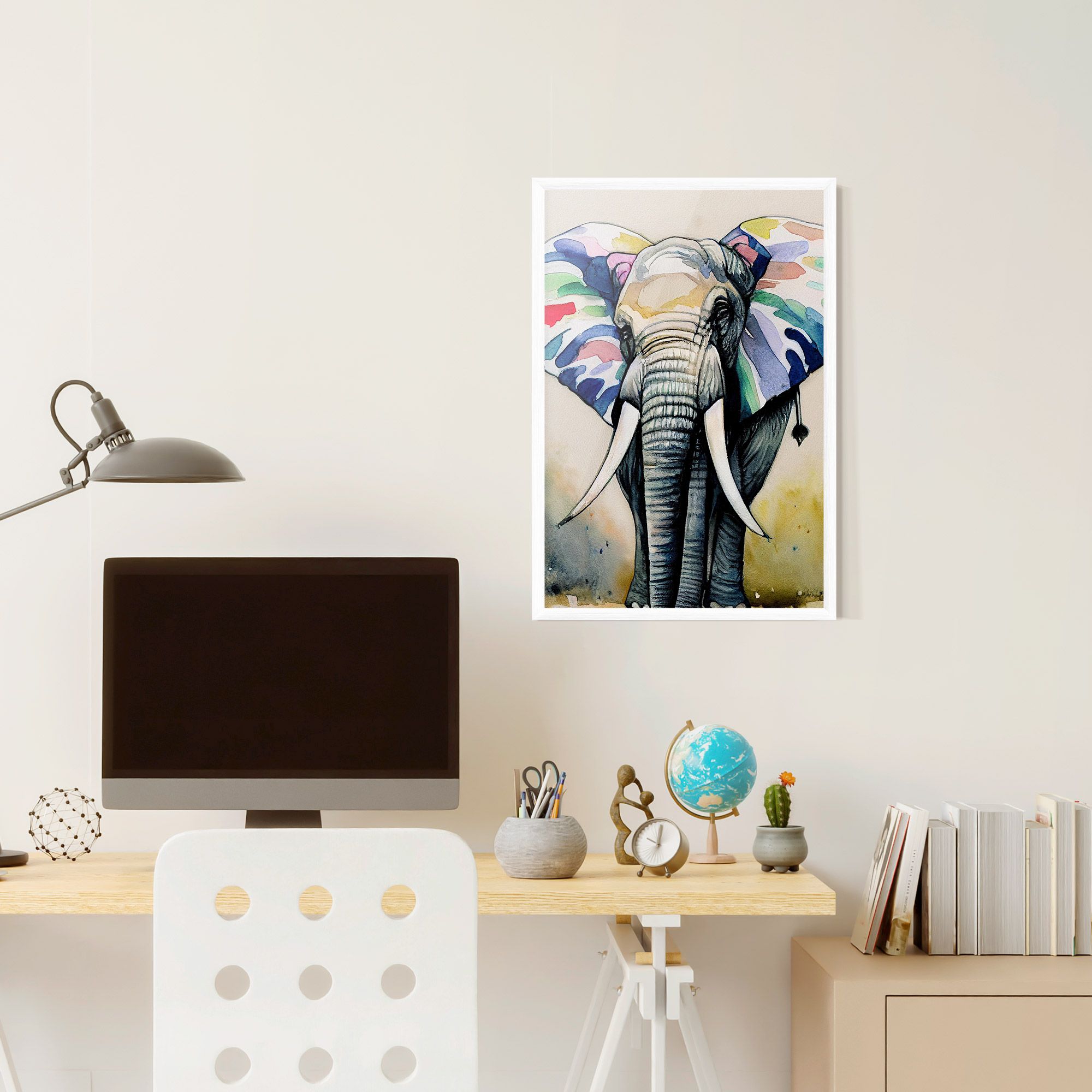 Watercolor Elephant Art mockup 6