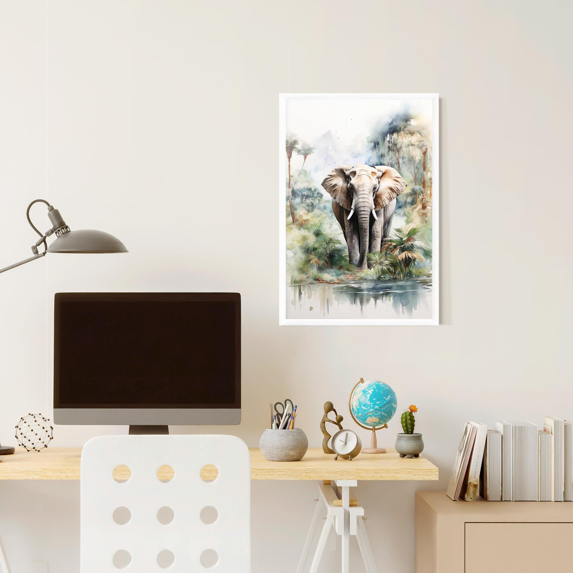Gerahmte Poster Wild Watercolor Elephant mockup 6
