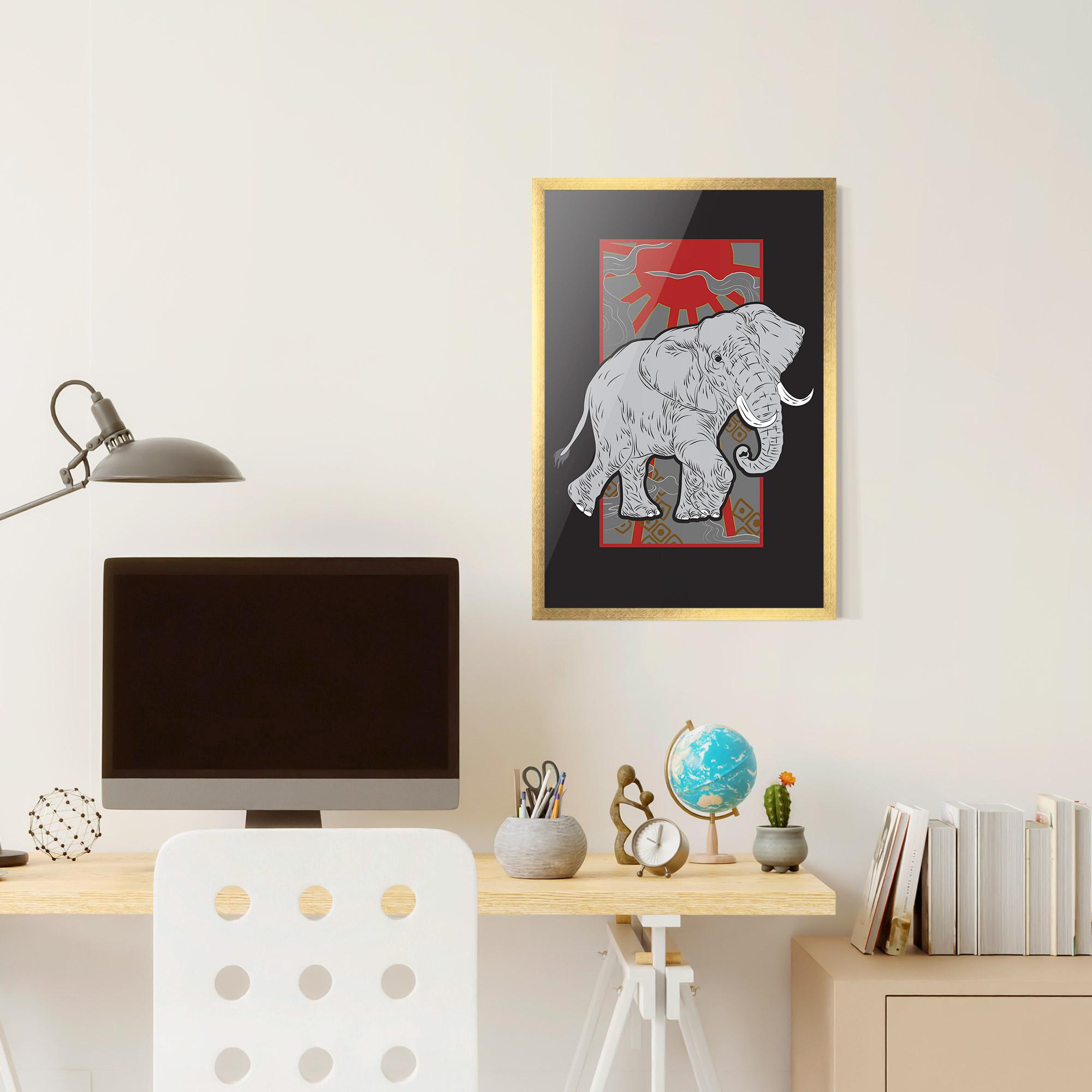 Gerahmte Poster Asian Elephant mockup 6