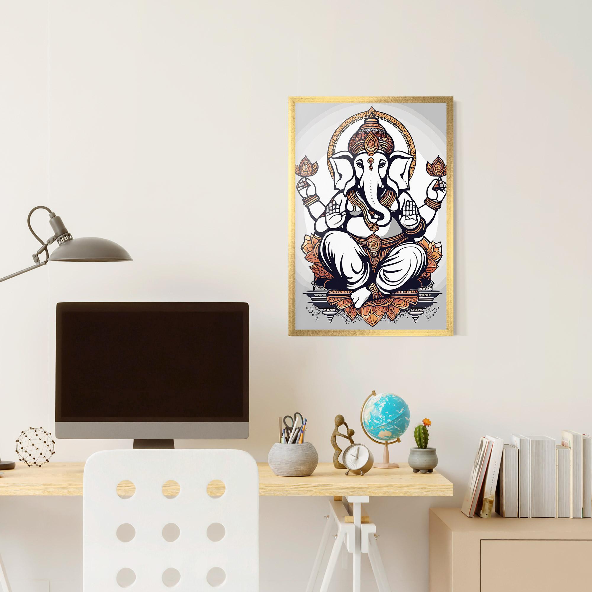 Gerahmte Poster Chaturthi Grey mockup 6