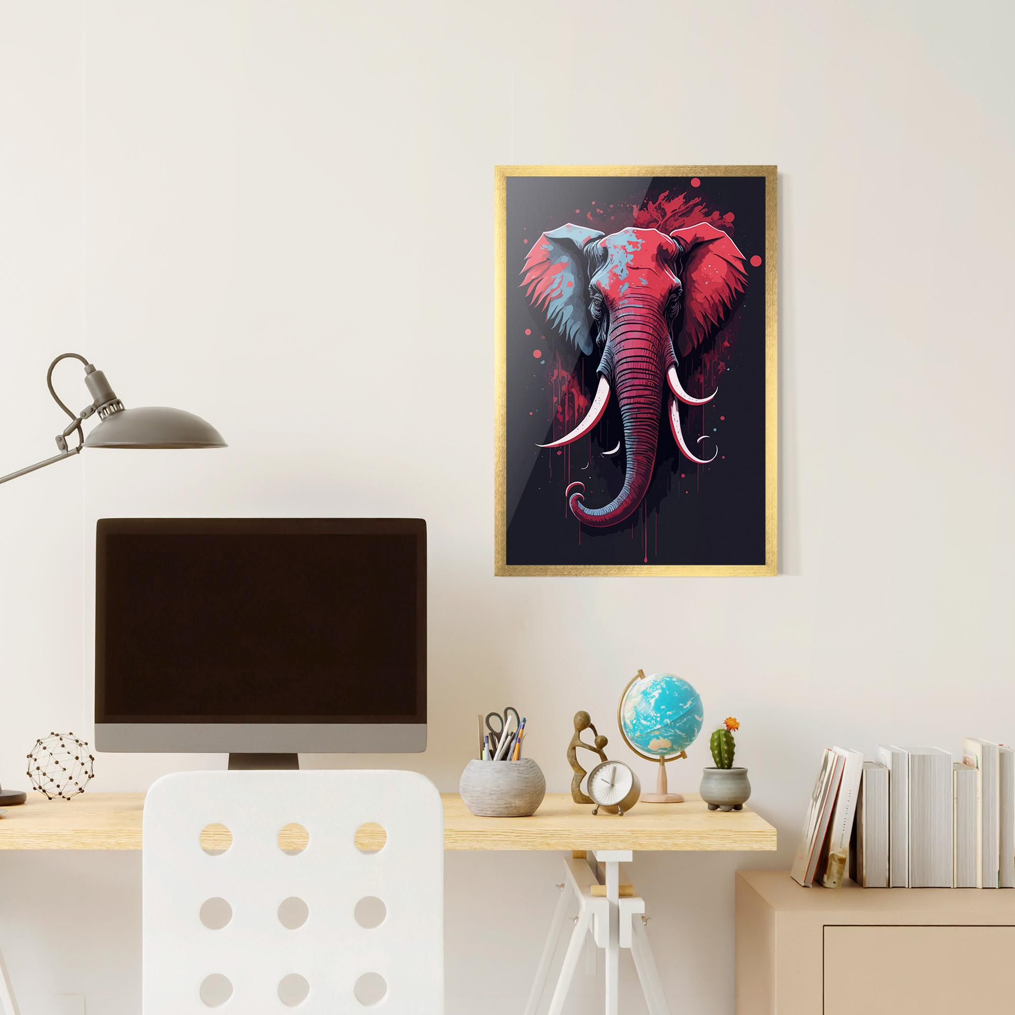Gerahmte Poster Red Blue Elephant mockup 6
