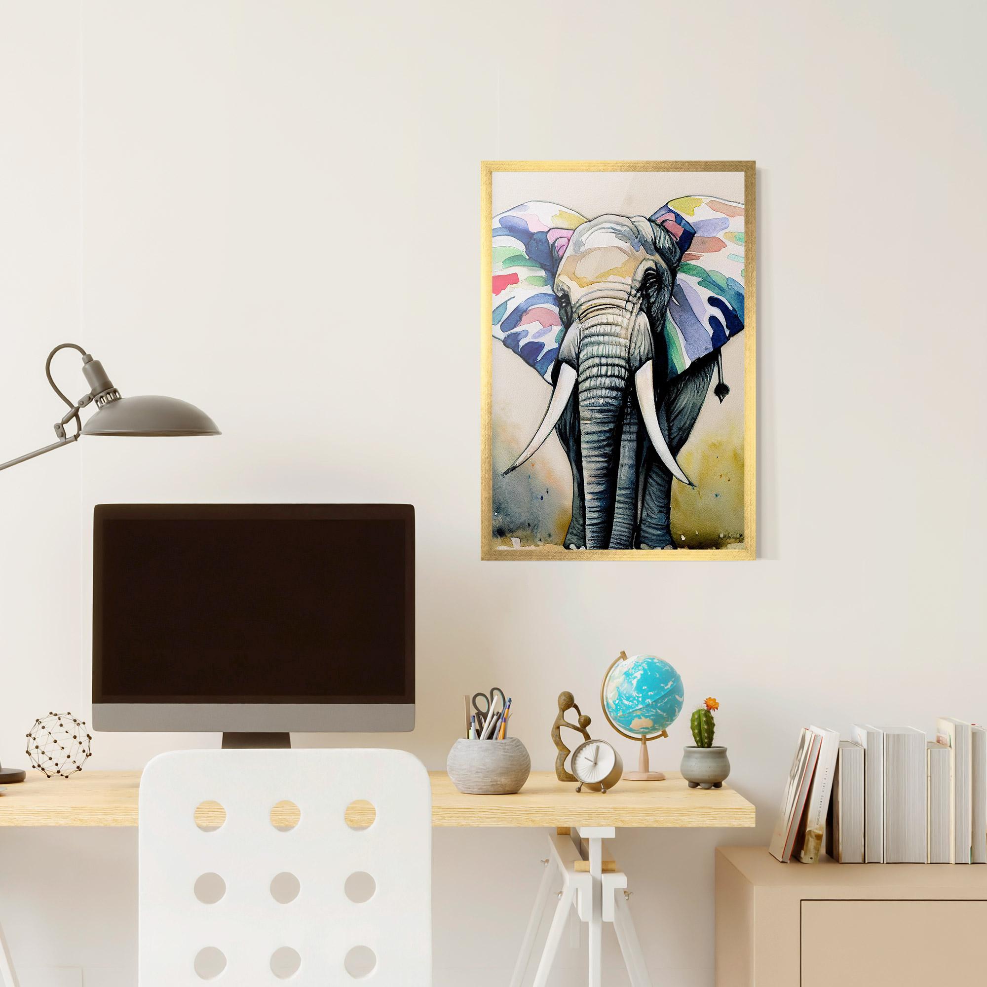 Gerahmte Poster Watercolor Elephant Art mockup 6