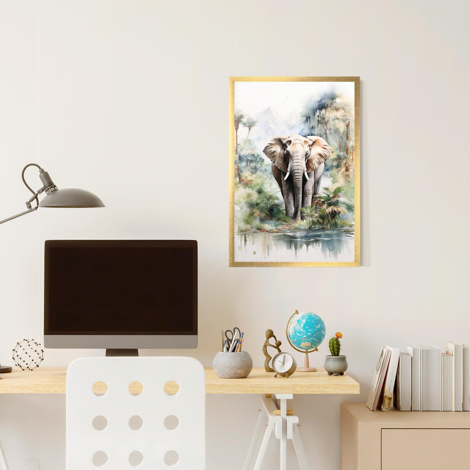 Gerahmte Poster Wild Watercolor Elephant mockup 6