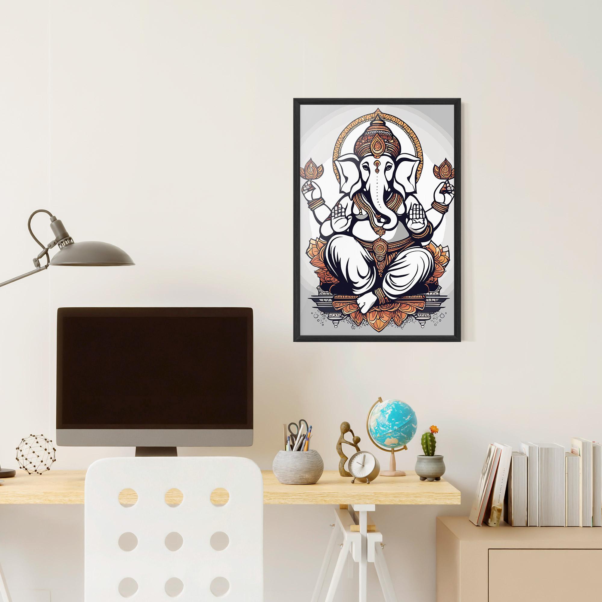 Gerahmte Poster Chaturthi Grey mockup 6