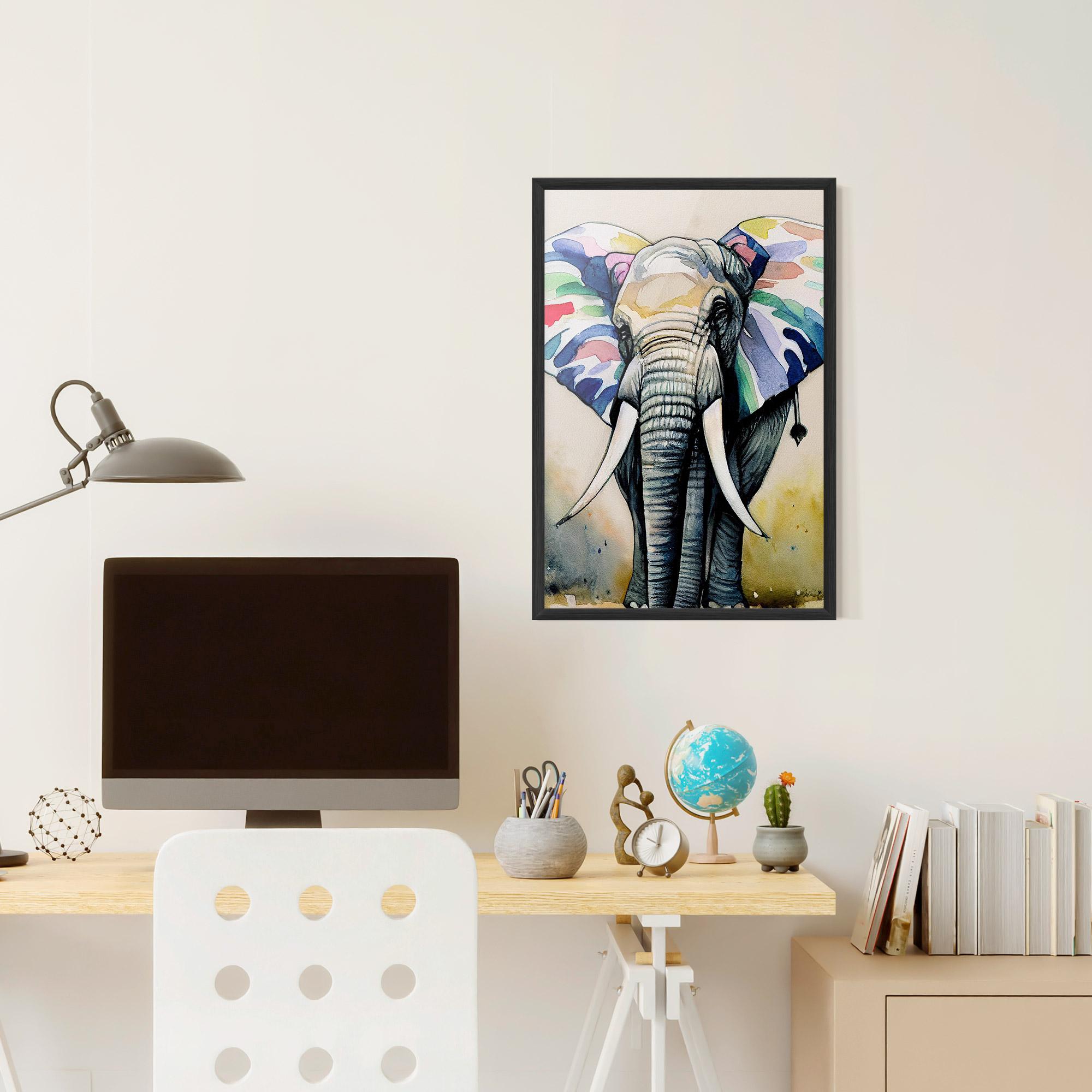 Gerahmte Poster Watercolor Elephant Art mockup 6