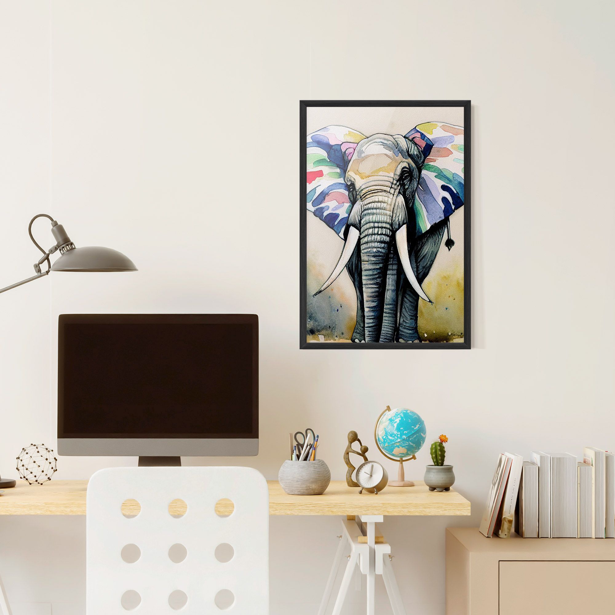 Watercolor Elephant Art mockup 6