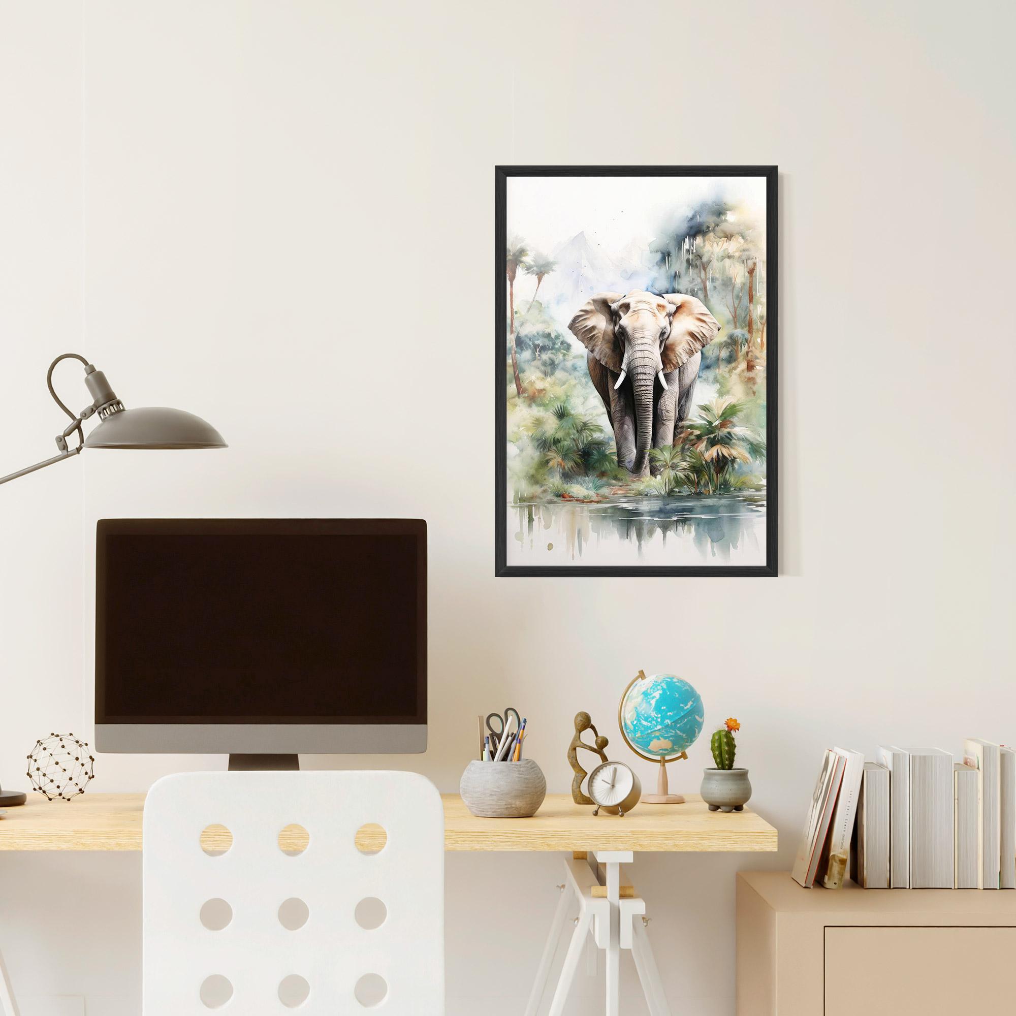Gerahmte Poster Wild Watercolor Elephant mockup 6