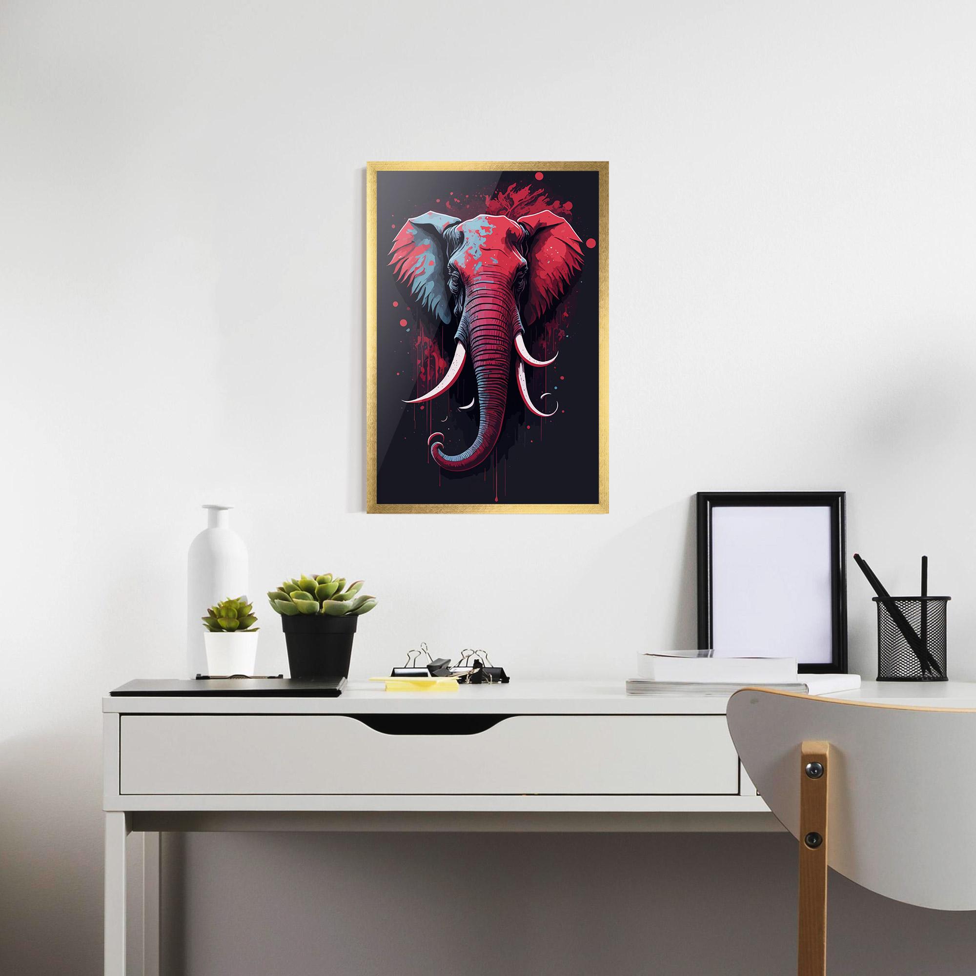 Gerahmte Poster Red Blue Elephant mockup 7