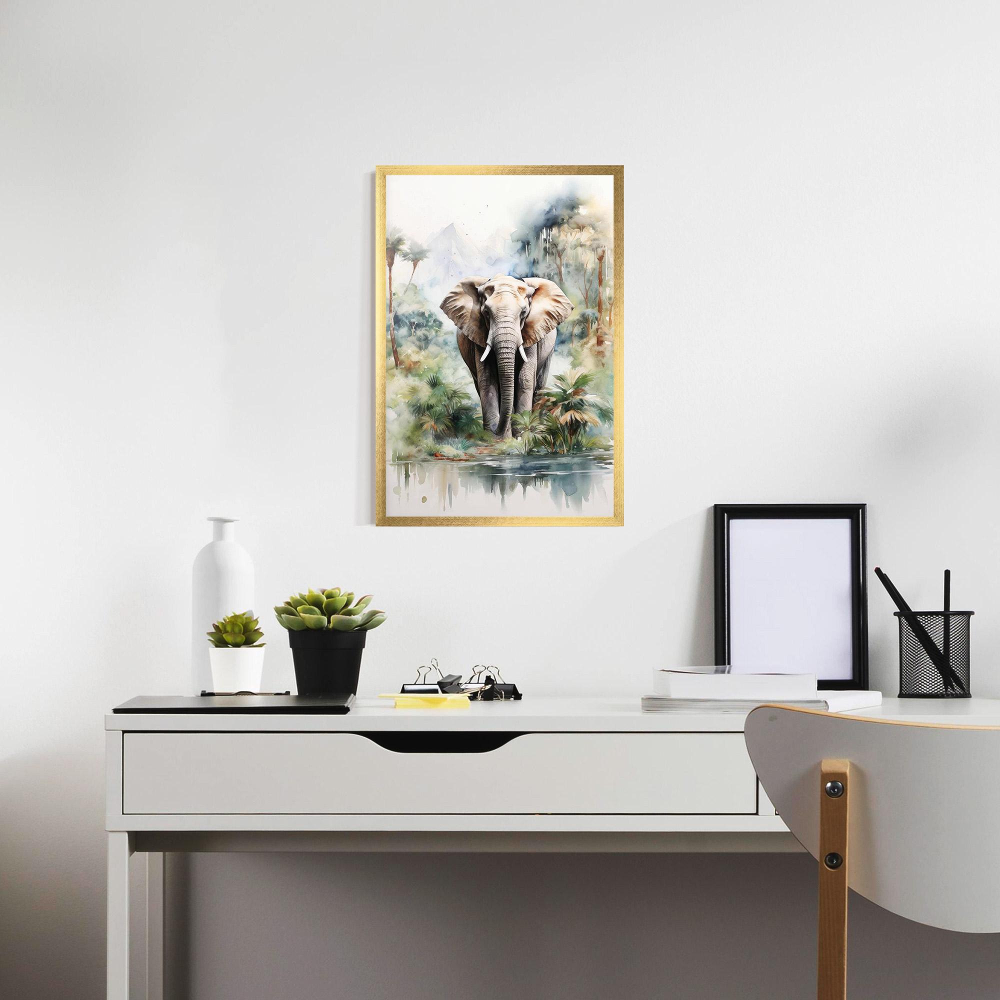 Gerahmte Poster Wild Watercolor Elephant mockup 7