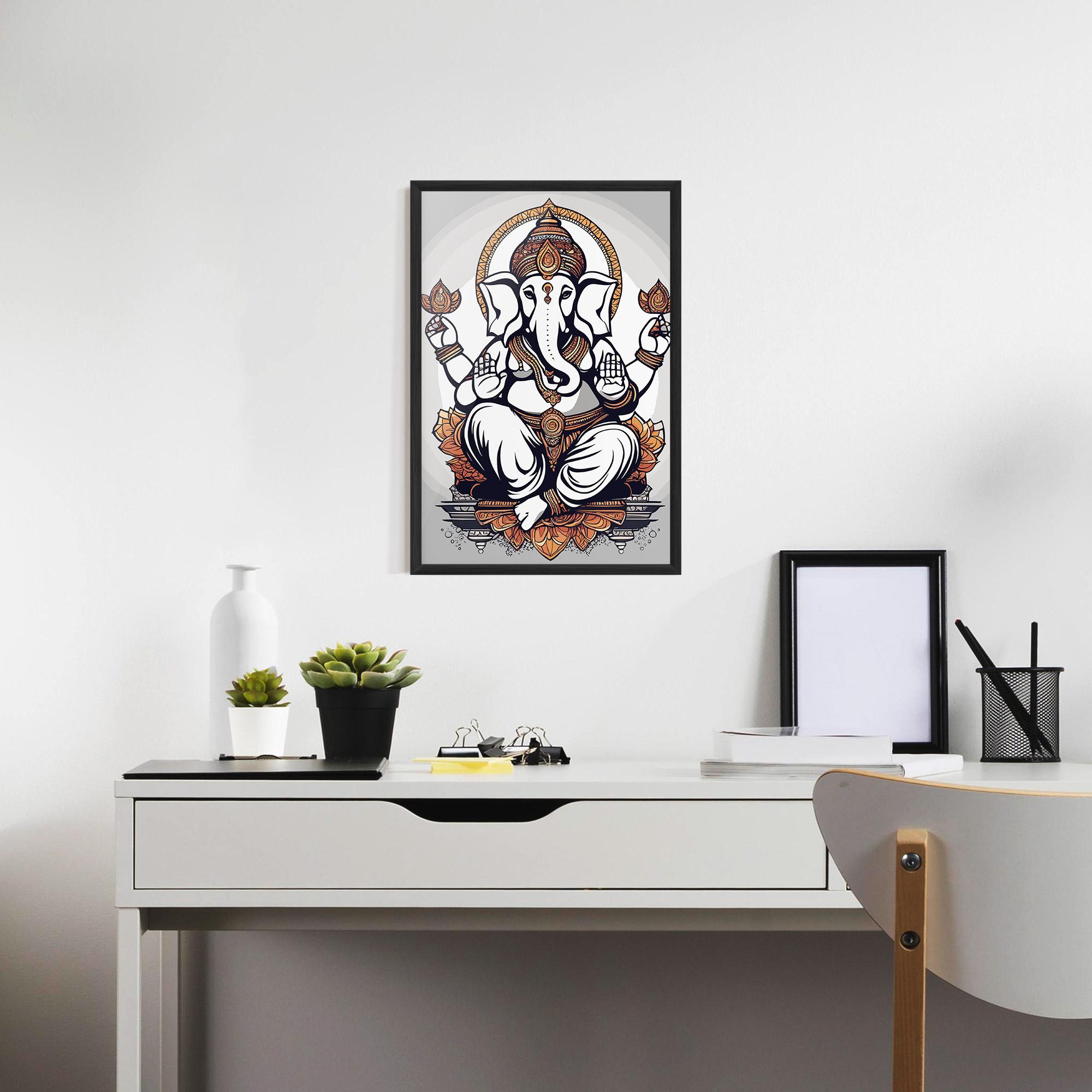 Gerahmte Poster Chaturthi Grey mockup 7