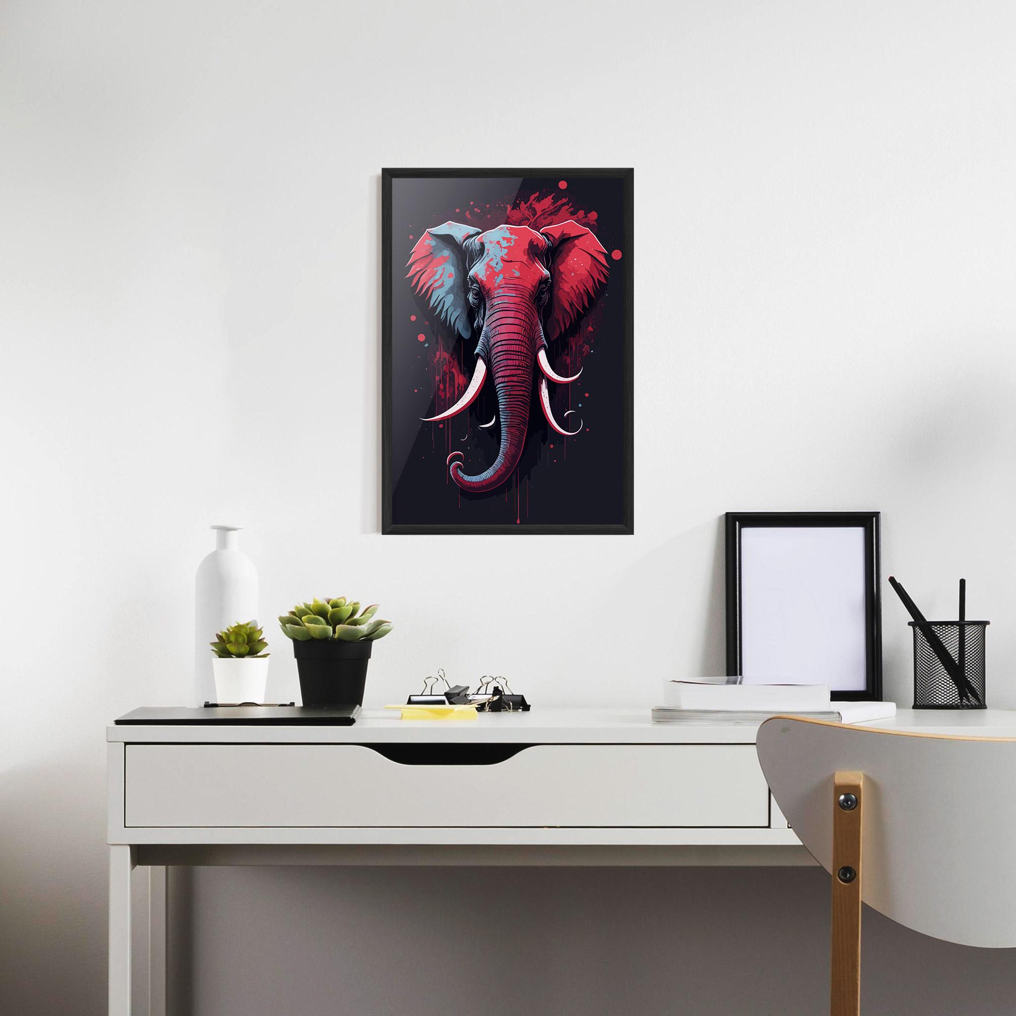 Gerahmte Poster Red Blue Elephant mockup 7