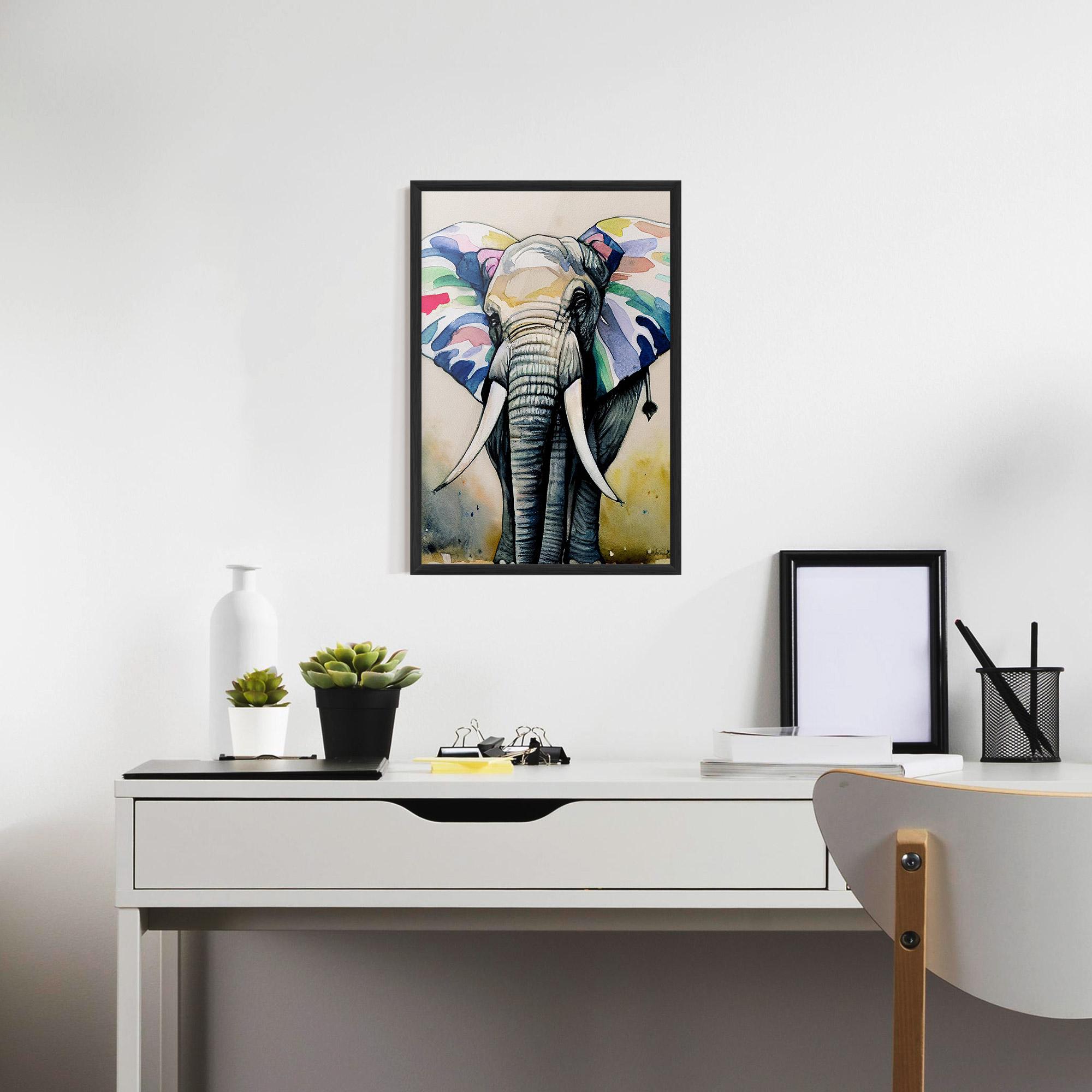 Gerahmte Poster Watercolor Elephant Art mockup 7