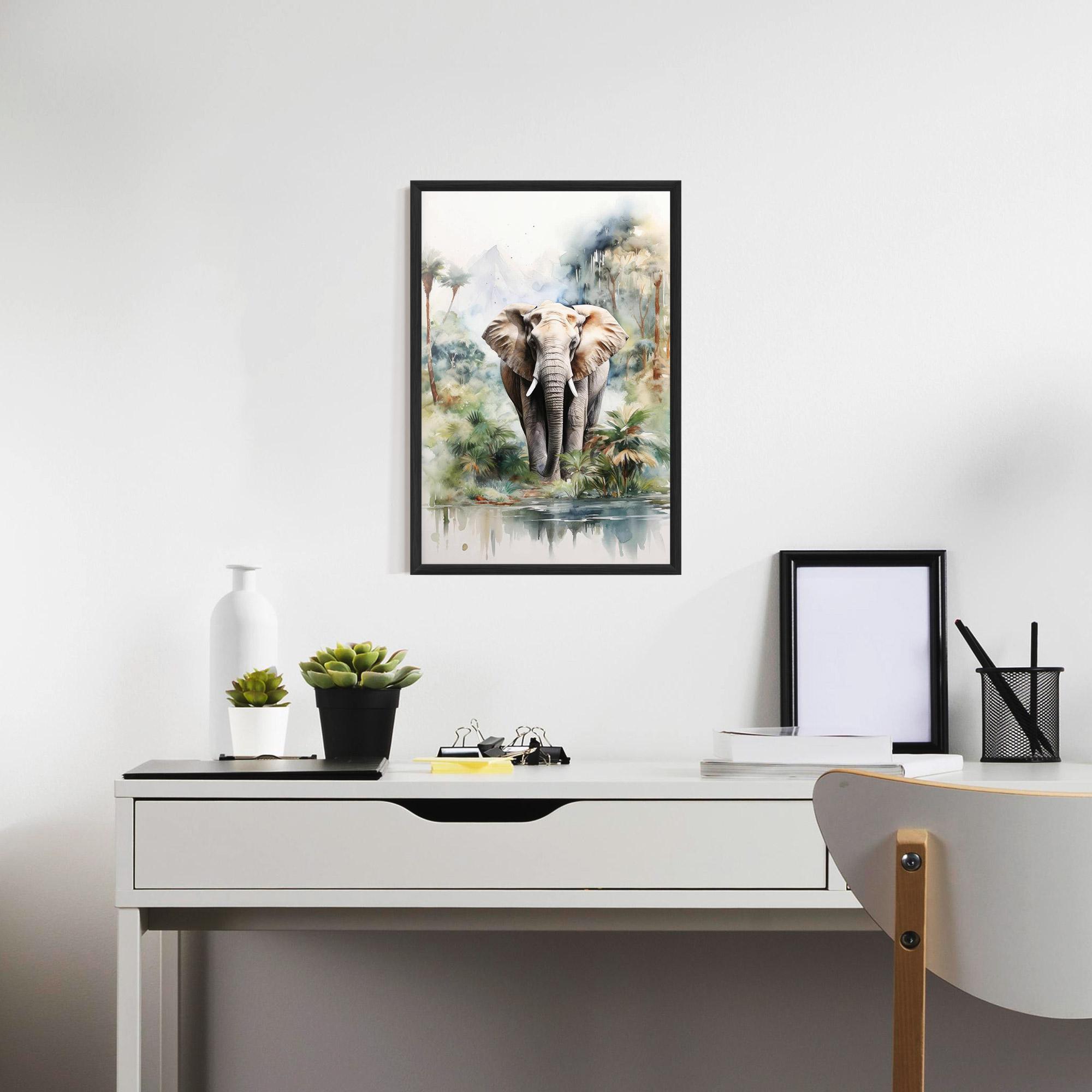 Gerahmte Poster Wild Watercolor Elephant mockup 7