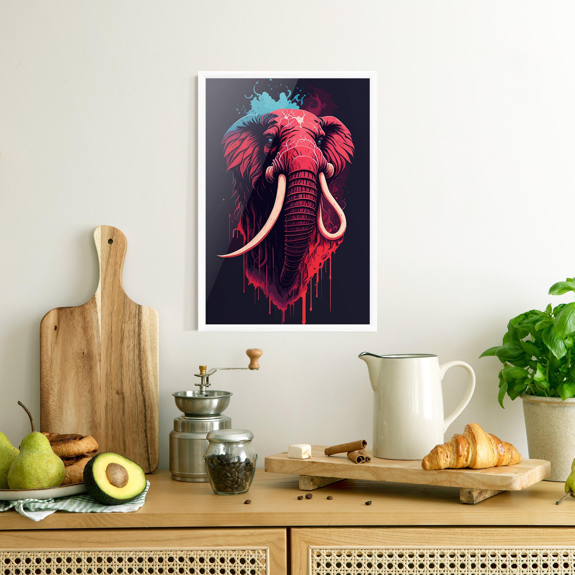 Gerahmte Poster Blue Red Elephant mockup 8