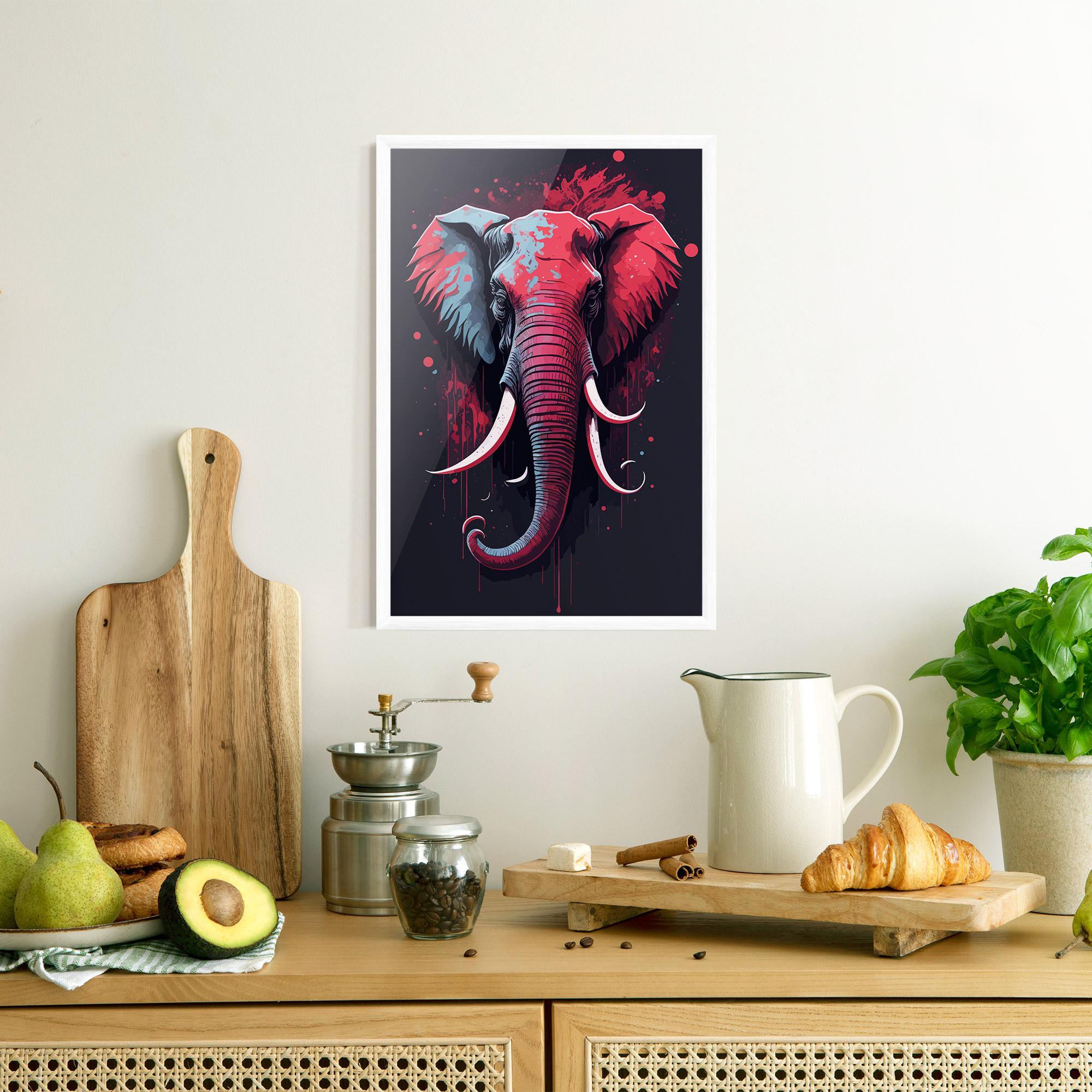 Gerahmte Poster Red Blue Elephant mockup 8