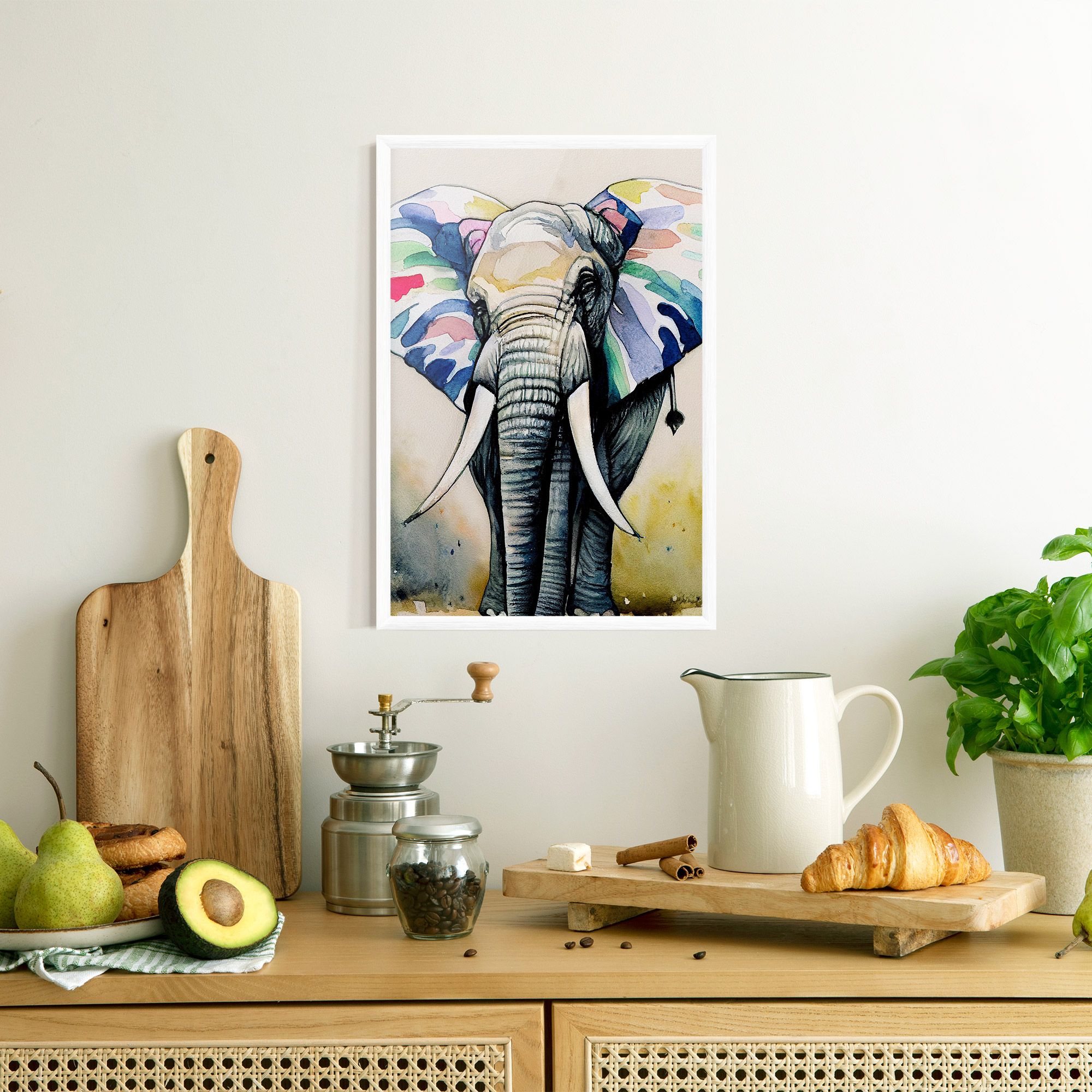 Watercolor Elephant Art mockup 8